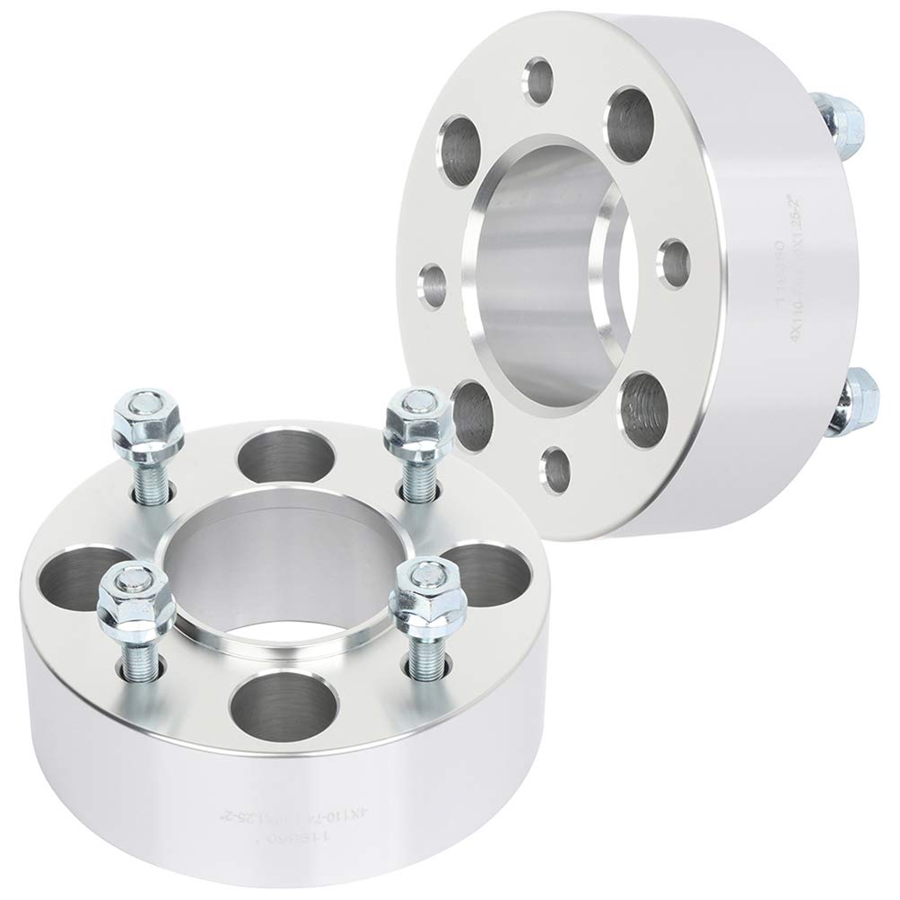 2 Inch Wheel Spacers 4x110 Bolt Pattern 74.1mm Hub Bore with 10x1.25 Lug Nuts - Compatible with Honda TRX400EX, Kawasaki KVF650 Brute Force, Suzuki LT-F250 Ozark - 2PCS - Perfect for Off-Roading, ATV & UTV Upgrades