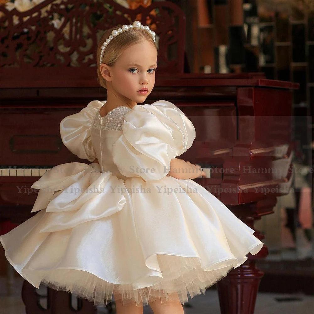 Puffy Princess Flower Girl Dress for Weddings - Elegant Tulle Ball Gown for Toddler Girls Birthday Party & Special Occasions