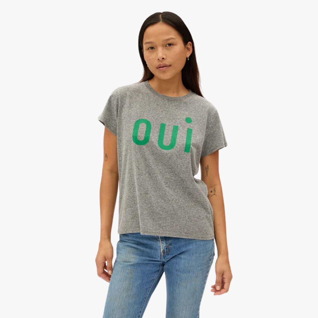 Oui Classic Tee - Soft Cotton T-Shirt for Men & Women (Grey) - Casual Wear, Everyday Outfit, Street Style Fashion