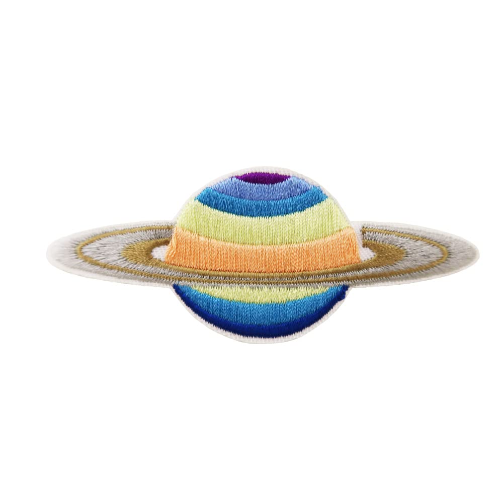 Saturn Space Alien Moon Embroidered Iron-On Patch - Cute DIY Sewing Patches for Jackets, Bags & Hats - Perfect for Cosplay & Costume Accessories