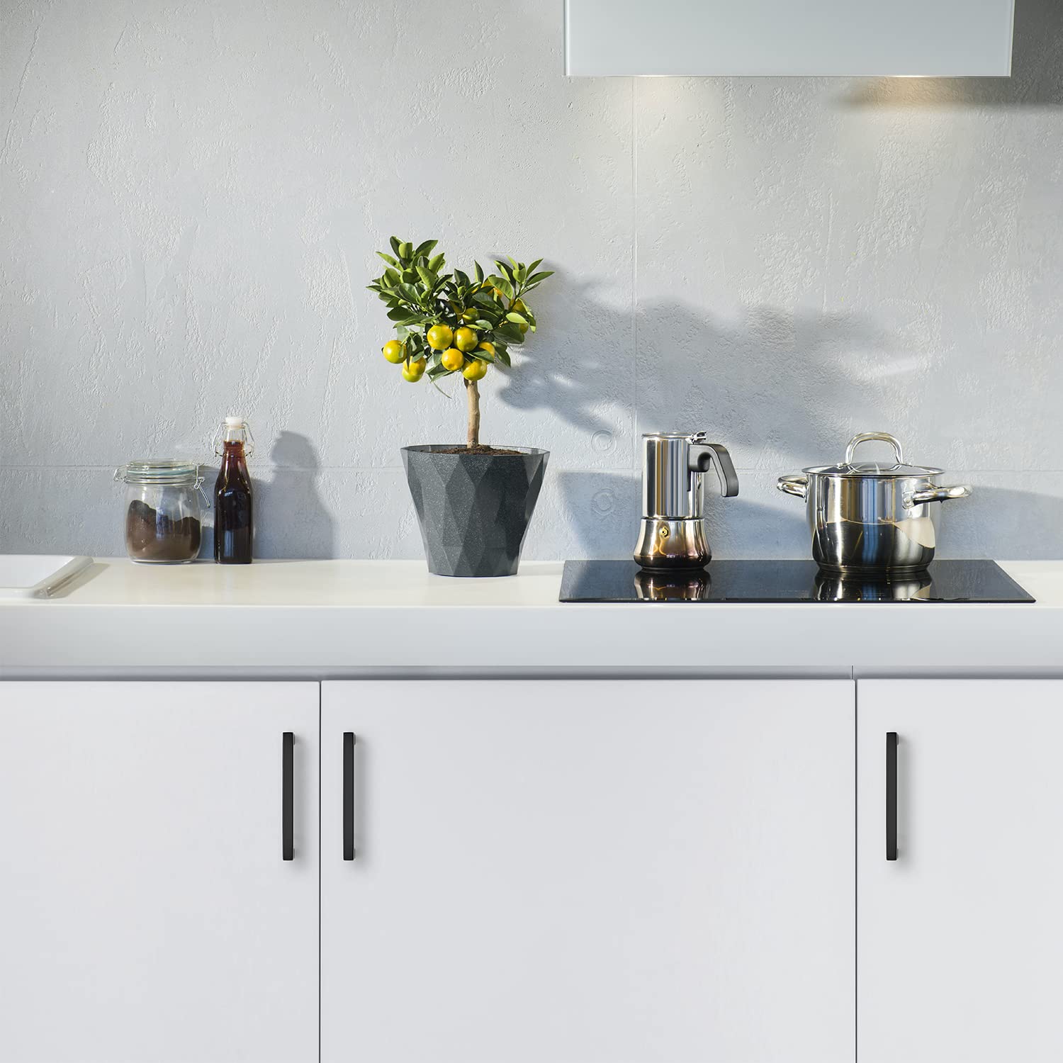 Ravinte 10 Pack 5 Inch Square Cabinet Handles - Matte Black Kitchen Cabinet Pulls & Drawer Handles - Durable Cabinet Hardware for Modern Kitchens, Bathrooms & Furniture (Perfect for Home Renovation & DIY Projects)