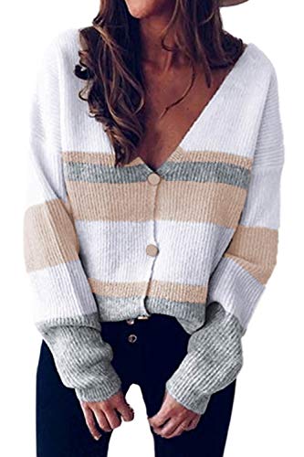 Women's Color Block Striped Oversized Sweater Cardigan - Long Sleeve Open Front Knit Coat for Fall & Winter - Cozy Loungewear, Casual Office Wear & Street Style Outfit