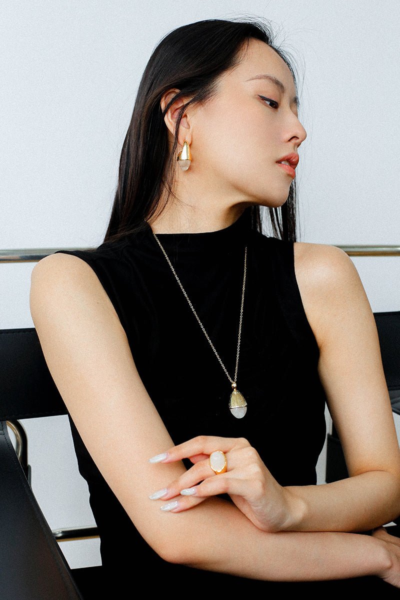 Hilltop Earrings - 14K Gold Plated White Jade Dangle Earrings for Women | Elegant Jewelry Gift for Birthday, Anniversary & Special Occasions