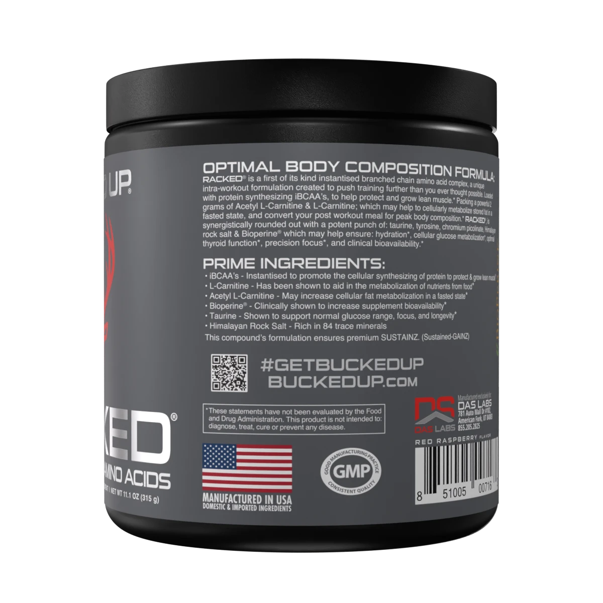 Bucked Up Racked 312g Pre-Workout Supplement - Energy & Muscle Builder for Men & Women | Gym, Fitness, Bodybuilding, Endurance Training