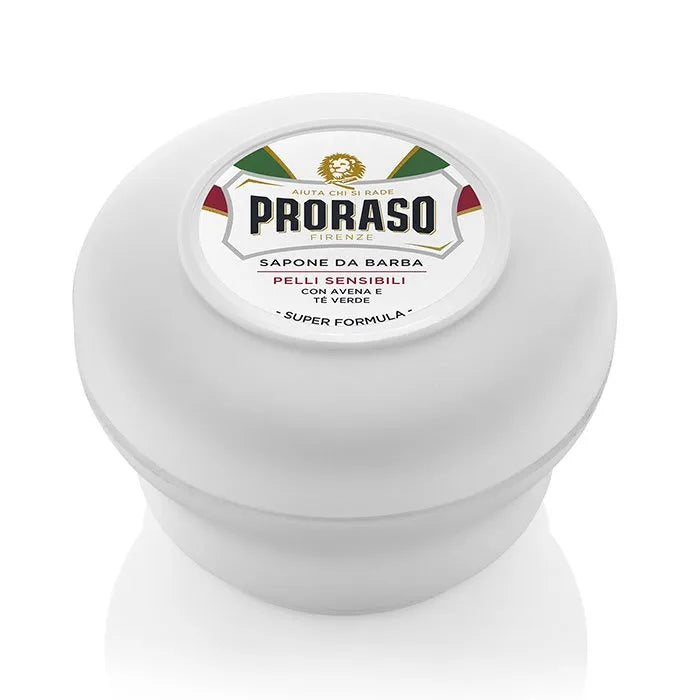 Proraso Green Tea & Oatmeal Shaving Soap for Men - Natural Moisturizing Shaving Cream for Sensitive Skin - Perfect for Daily Shaving Routine & Grooming Kit