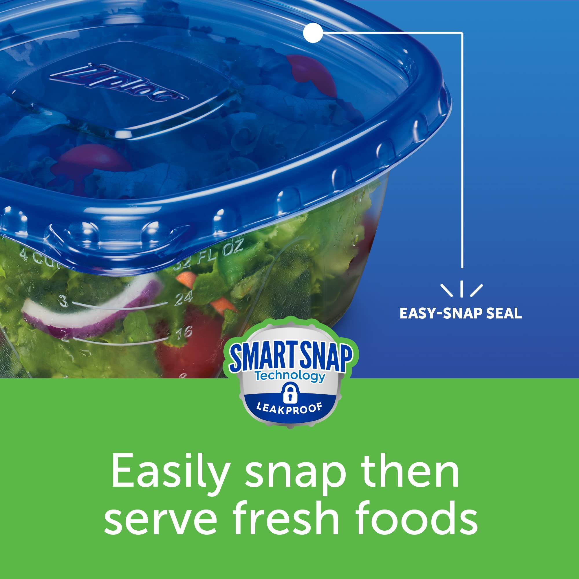Reusable Ziploc Food Storage Containers for Meal Prep & Kitchen Organization | Smart Snap Technology | Dishwasher Safe | Deep Rectangle Design (2-Pack) | Perfect for Leftovers, Lunches & Fridge Storage