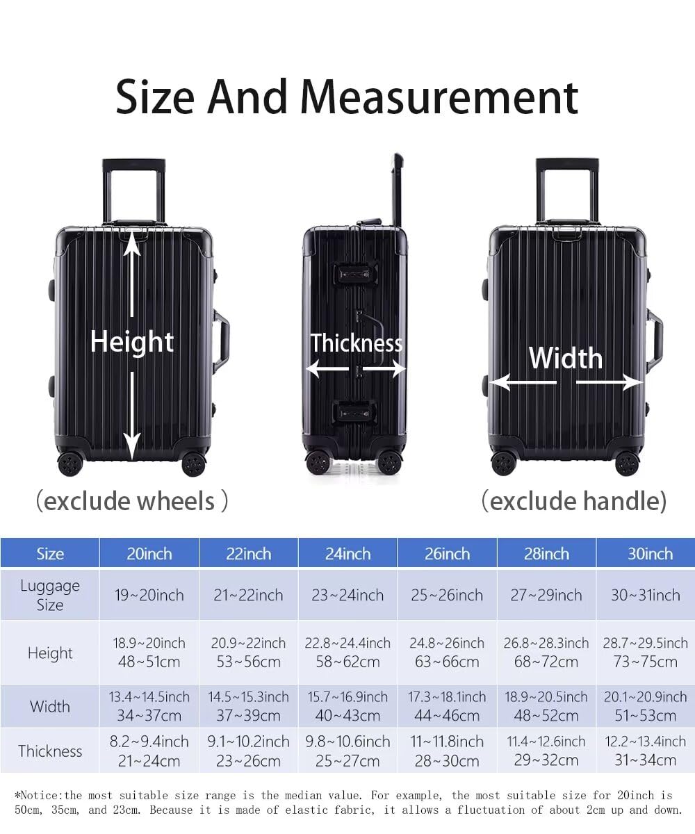 Durable 20inch TSA Approved Black Luggage Cover Protector - Easy to Install & Remove for Stress-Free Travel - Perfect for Airports, Business Trips & Vacations