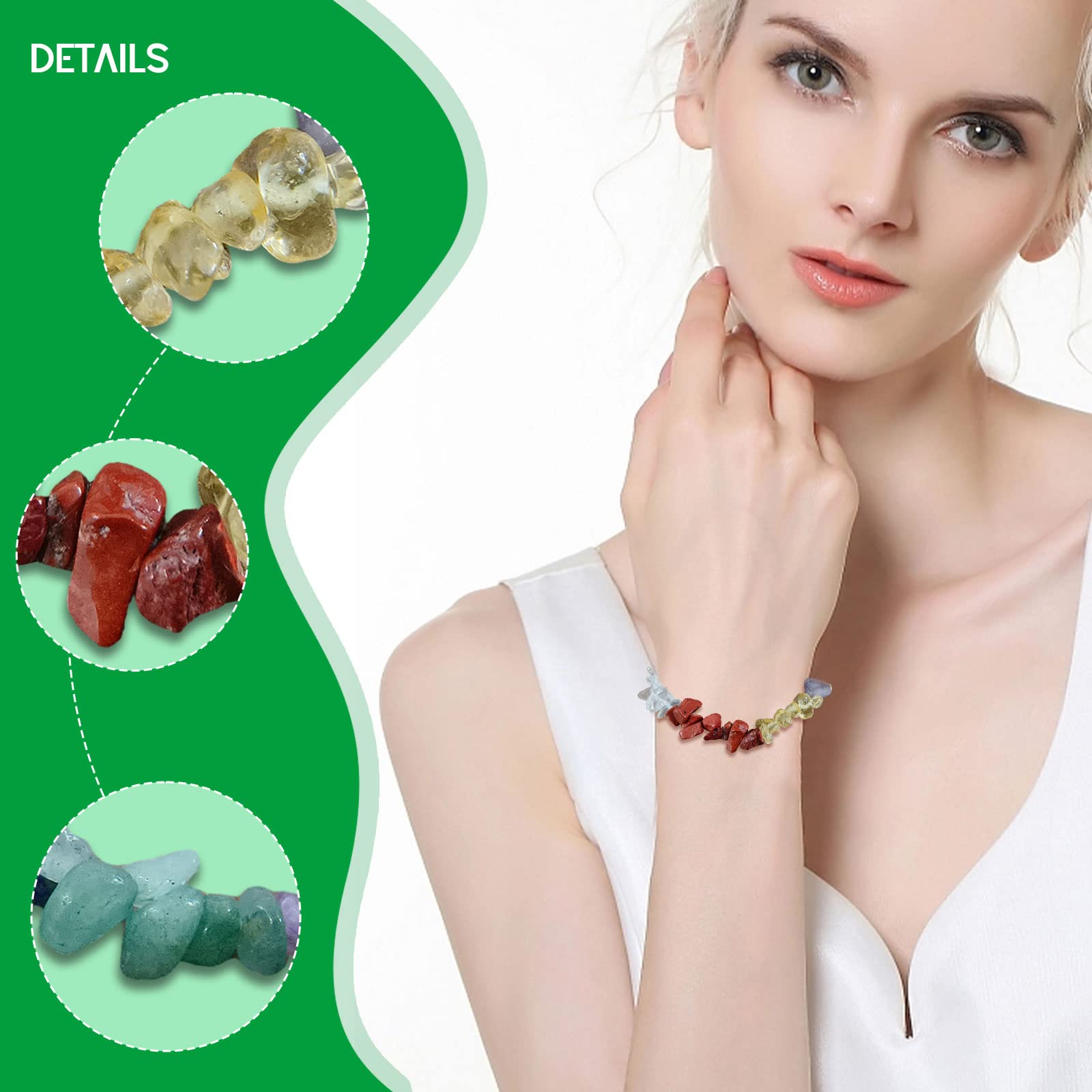 Natural Gemstone Bracelets for Women - Turquoise Crystal Chip Bead Stretch Bracelet with Chakra Healing Properties | Handmade Spiritual Jewelry for Meditation, Yoga & Positive Energy