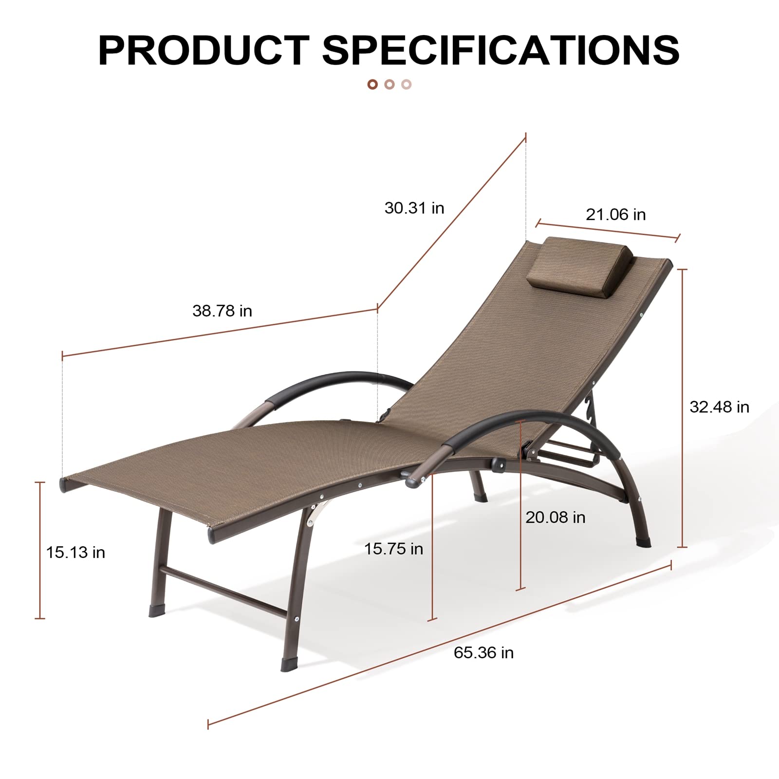 2PCS Aluminum Chaise Lounge Chairs with Side Table - Adjustable 5-Position Recliner for Outdoor, Beach, Patio, Pool & Yard - Lightweight & Durable Sunbathing Chairs for Lawn, Garden & Backyard Relaxation