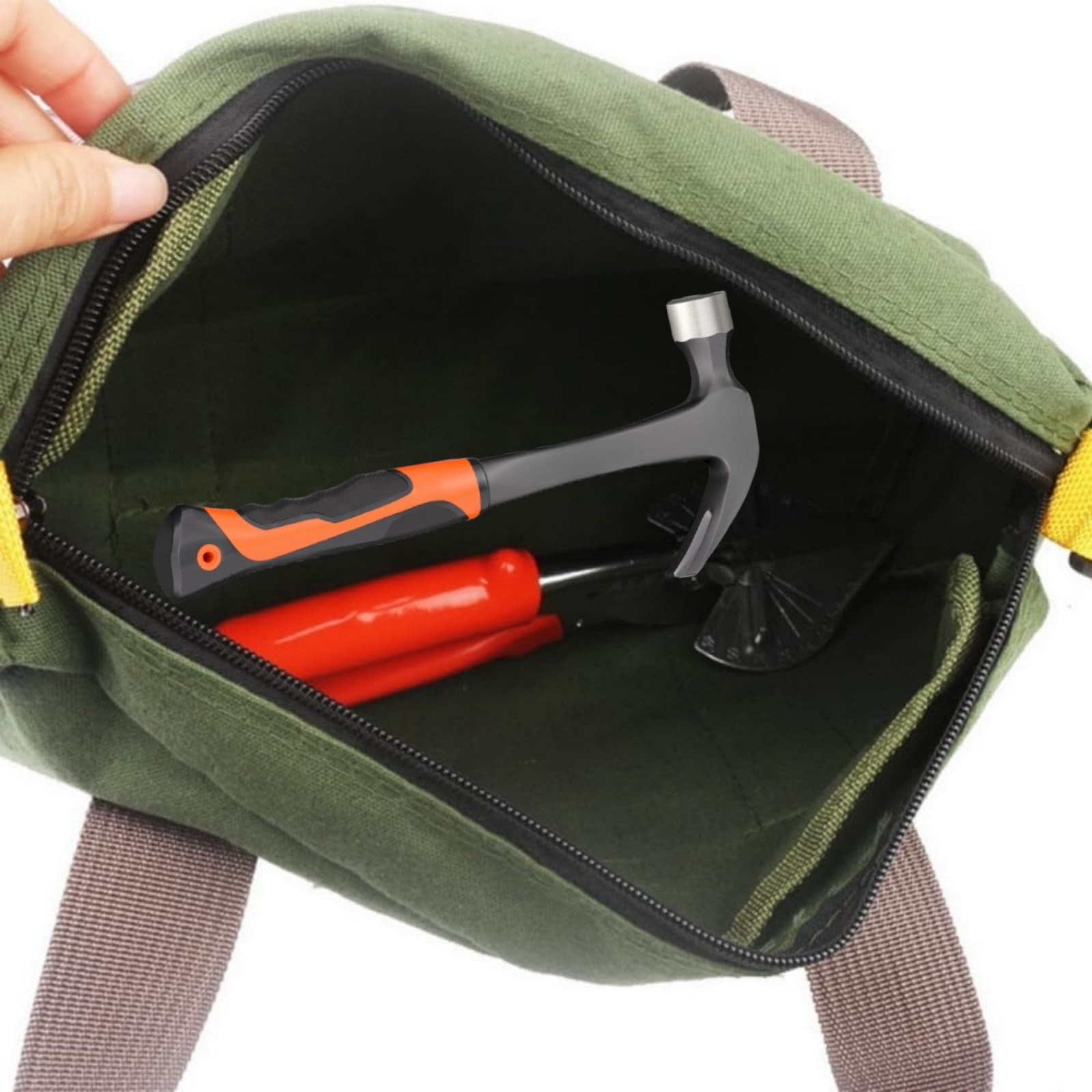 BLIRITEL 14 Inch Heavy Duty Canvas Tool Bag - Wide Mouth Large Capacity Organizer Tote for Wrenches, Pliers & DIY Tools | Durable Storage Solution for Electricians, Carpenters & Home Improvement (Green)