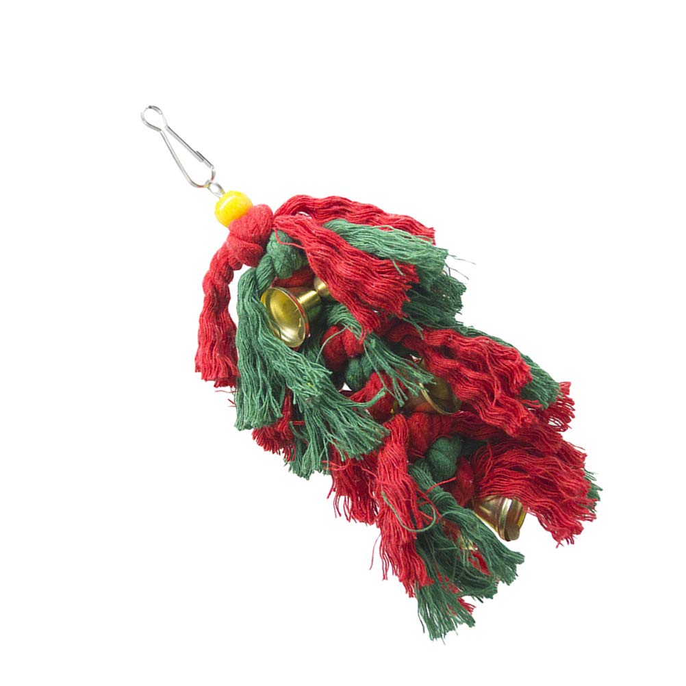 Balacoo Christmas Parrot Chew Toy - Durable Cotton Rope Knot Pulling & Shredding Toy with Swing for Parrots - Perfect for Playtime, Training, and Cage Enrichment
