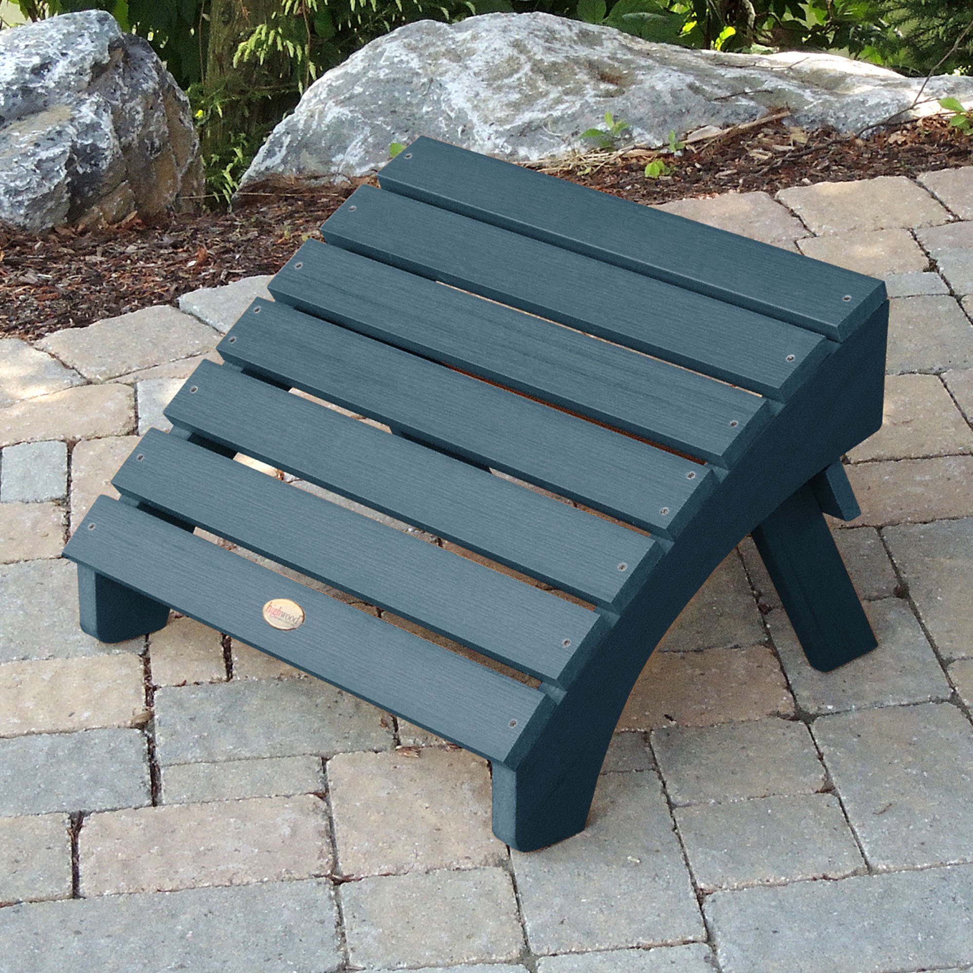 Highwood Classic Westport Adirondack Chair with Ottoman - Nantucket Blue - Weather-Resistant Outdoor Patio Furniture for Garden, Poolside & Backyard Relaxation