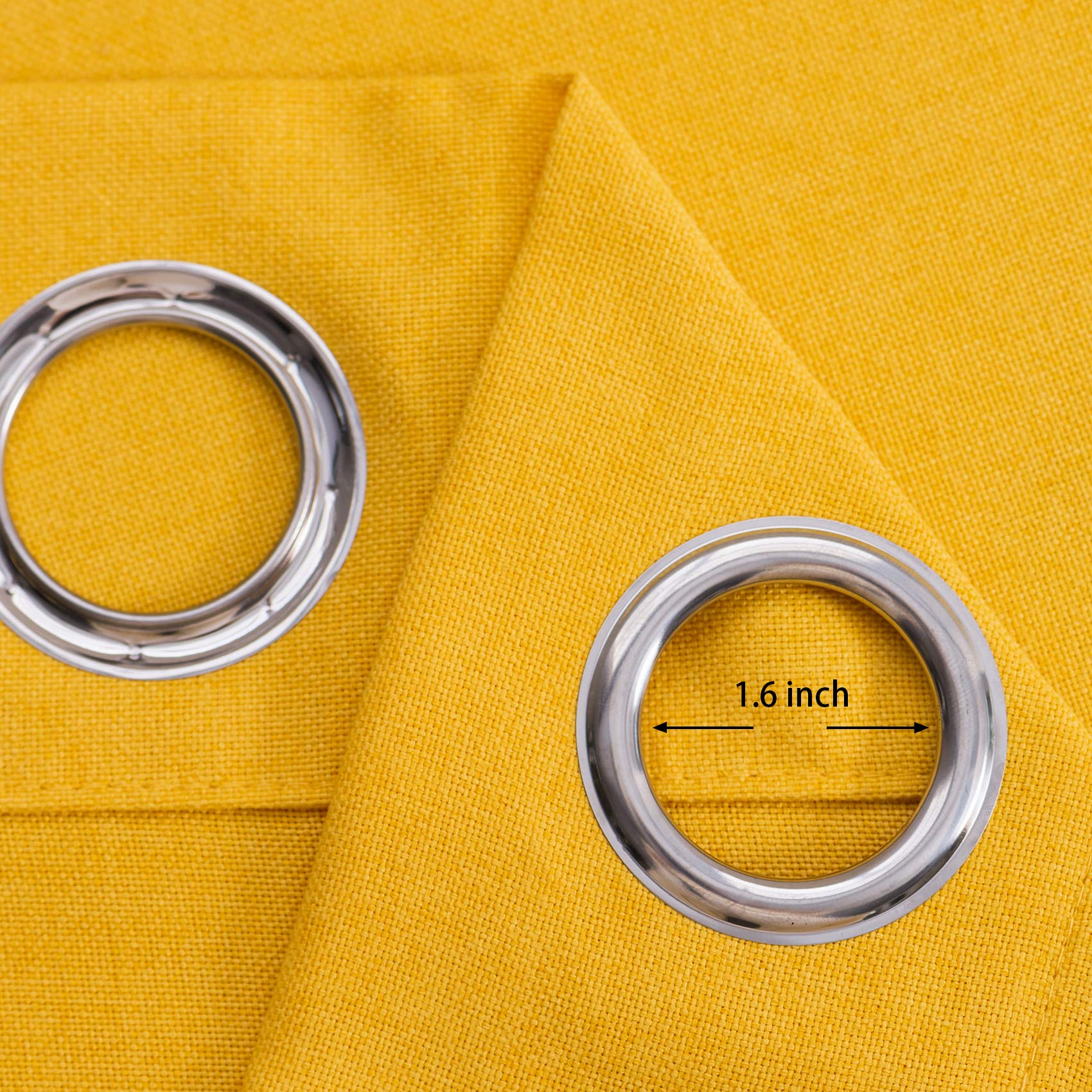 UPOPO Yellow Kitchen Curtains - 30 Inch Linen Textured Tiered Cafe Curtains with Grommet Top (Set of 2 Panels) - Perfect for Sink, Bathroom, Cabinet, Caravan & Small Basement Windows - Adds Privacy & Style to Your Home Decor