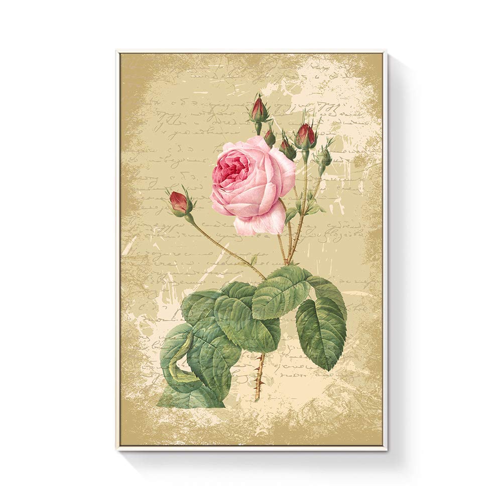 Floating Framed Canvas Wall Art - 16x24 Inches Retro Flower Print for Living Room & Bedroom Decor - Ready to Hang Home Decoration - Perfect for Housewarming Gifts & Modern Interior Design