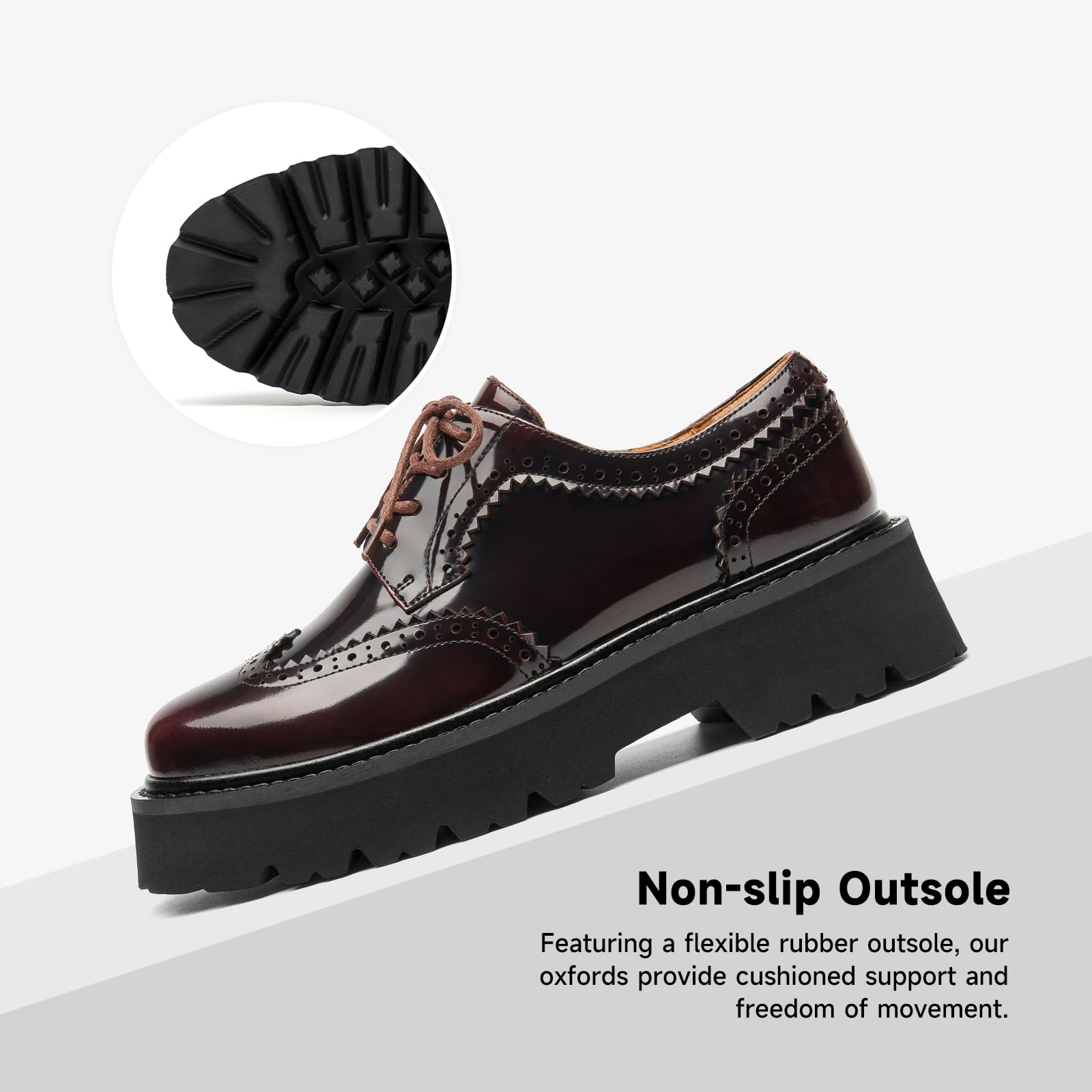 BEAU TODAY Women's Chunky Leather Lace-Up Oxford Shoes - Comfortable Platform Dress Shoes for Business, Office & Casual Wear | Perfect for Work, Professional Outfits & Everyday Style