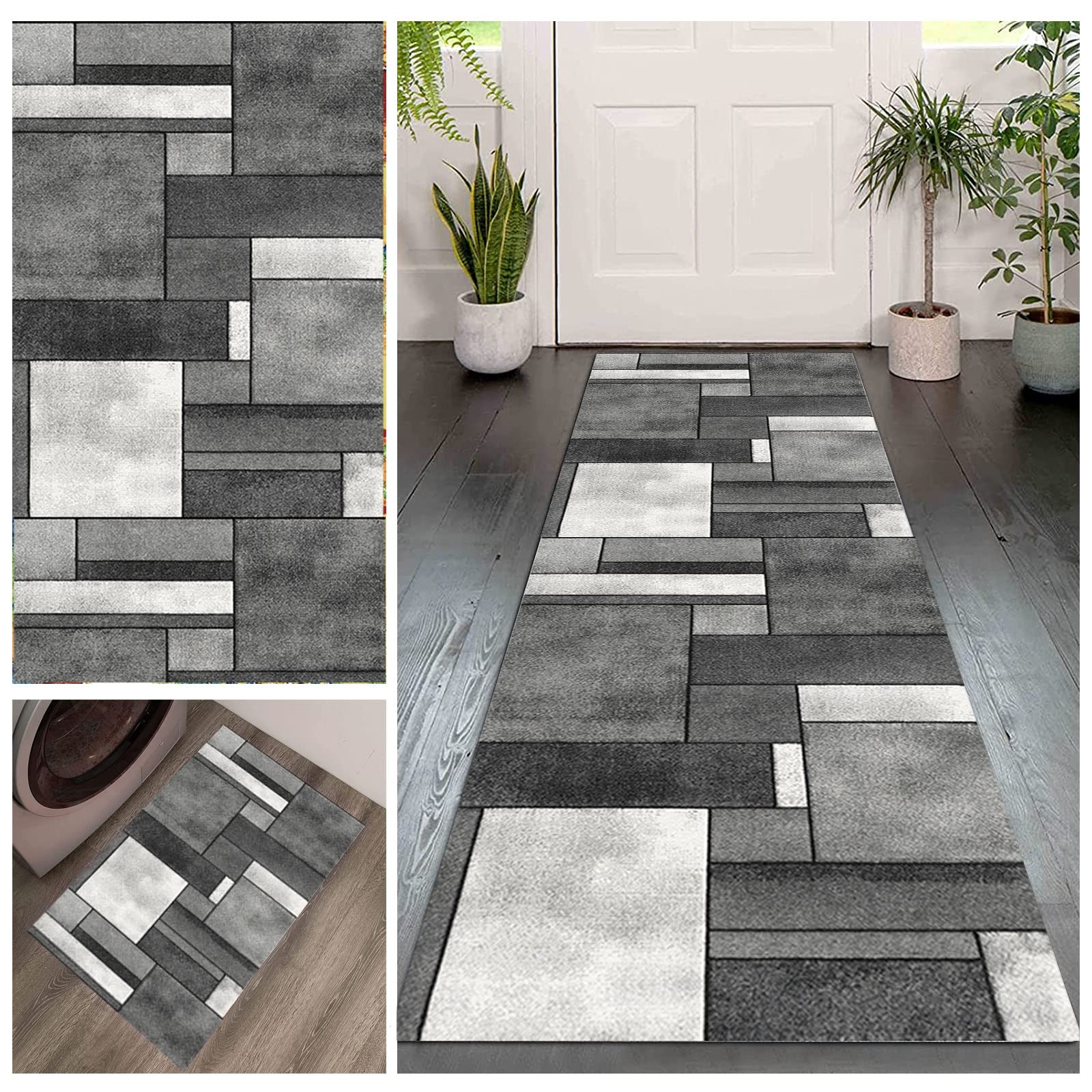 Runner Rug for Hallways - Long Kitchen Rug Machine Washable, Stain Resistant & Non-Shed Carpet - Durable Area Rug for Laundry Room, Living Room, Bathroom & Entryway - Perfect for High Traffic Areas & Home Decor