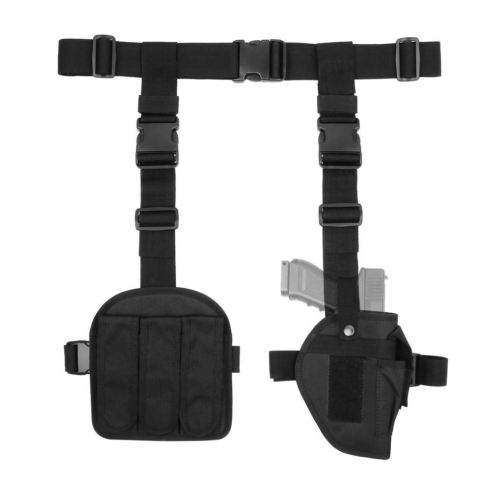 Tactical Drop Leg Holster with Adjustable Belt Support - Military Airsoft Thigh Gun Holster & Utility Pouch for Outdoor Shooting, Hunting, and Airsoft Games