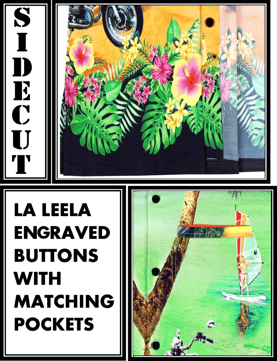 LA LEELA Men's Hawaiian Shirt - Tropical Floral Short Sleeve Button Up Shirt for Vacation, Beach Party, Summer Outing & Casual Wear