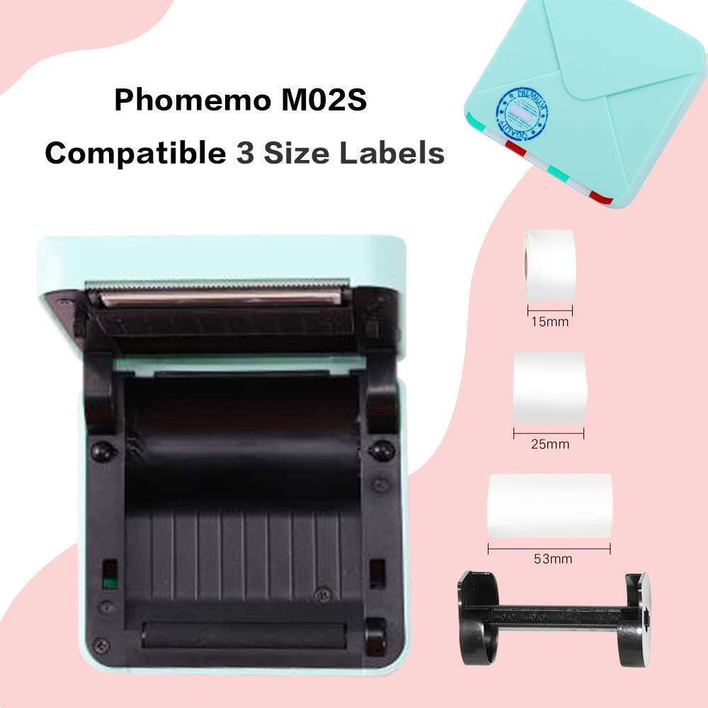 Phomemo M02S Portable Bluetooth Thermal Printer - Wireless Mini Photo Printer for iOS & Android with 3 Rolls Gold Sticker Paper | Perfect for Planning, Journaling, Study Notes, Art Projects, Office Work & Gift Giving