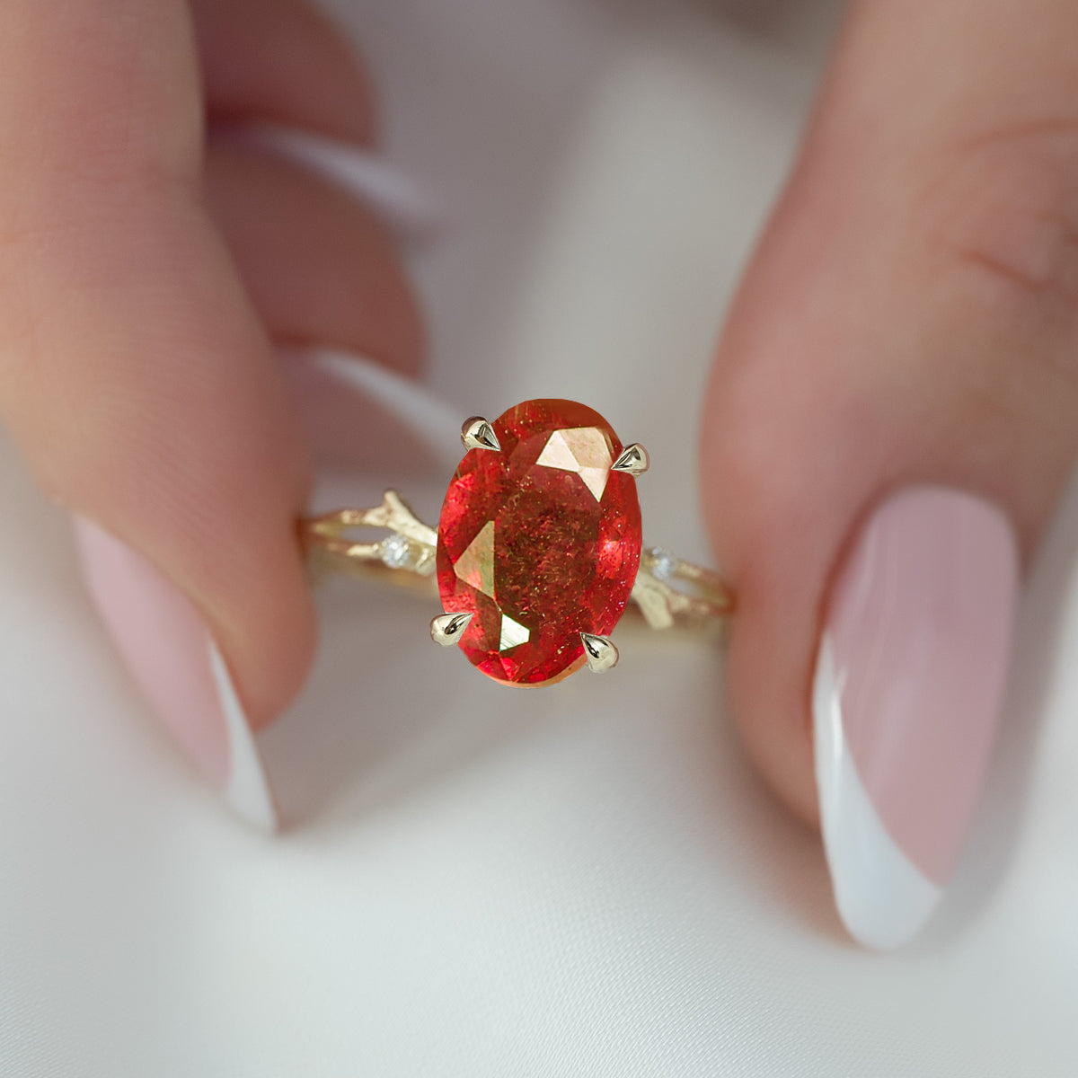 Natural Ruby & Diamond Crossover Solitaire Ring for Women - Elegant Vintage Style Engagement, Wedding, Anniversary Jewelry Gift