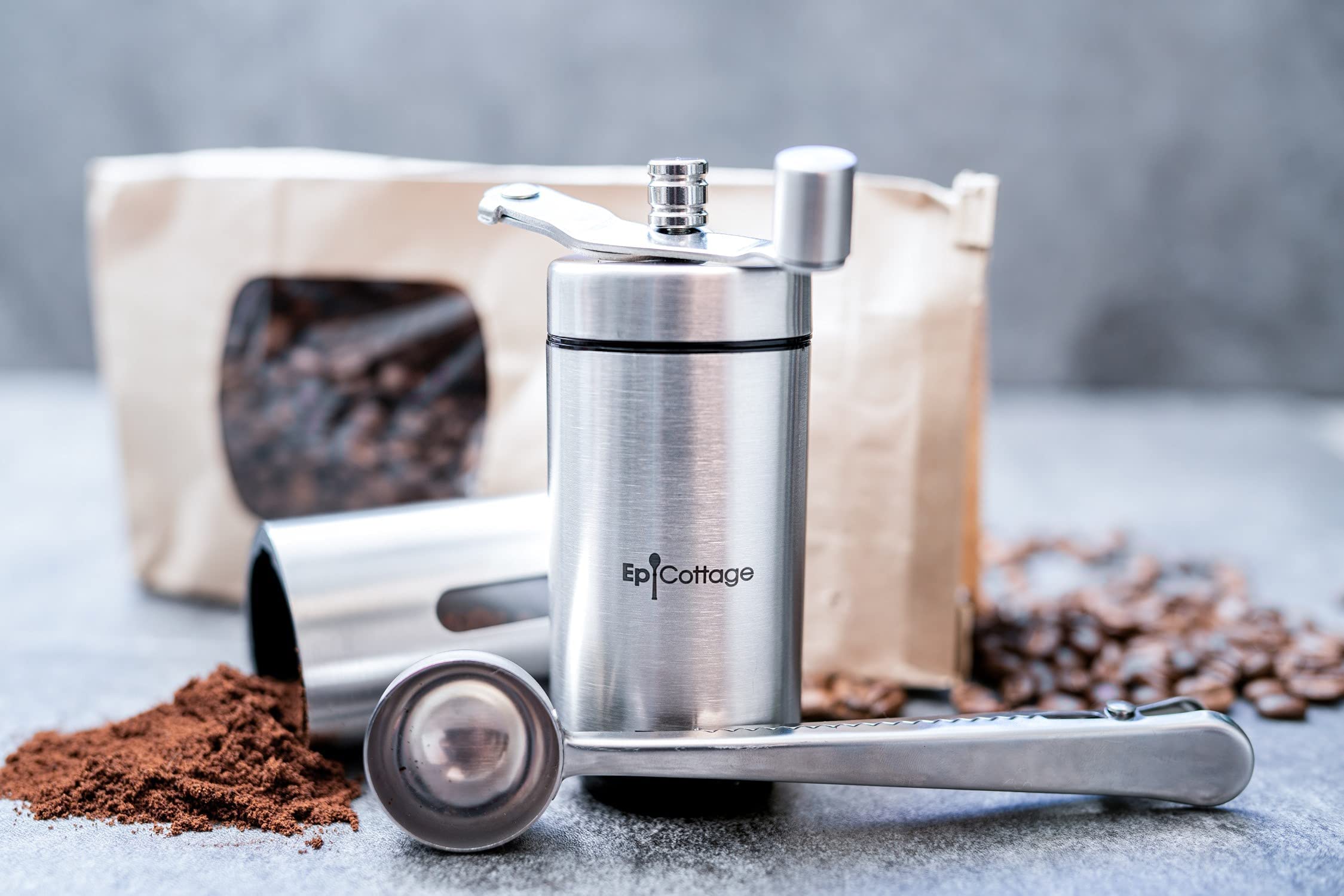 Premium Manual Coffee Grinder - Adjustable Stainless Steel Conical Burr Mill for Espresso, French Press & Pour Over - Portable Hand Crank Coffee Bean Grinder for Travel, Camping, Backpacking & Home Use - Perfect for Outdoor Adventures & Daily Brewing