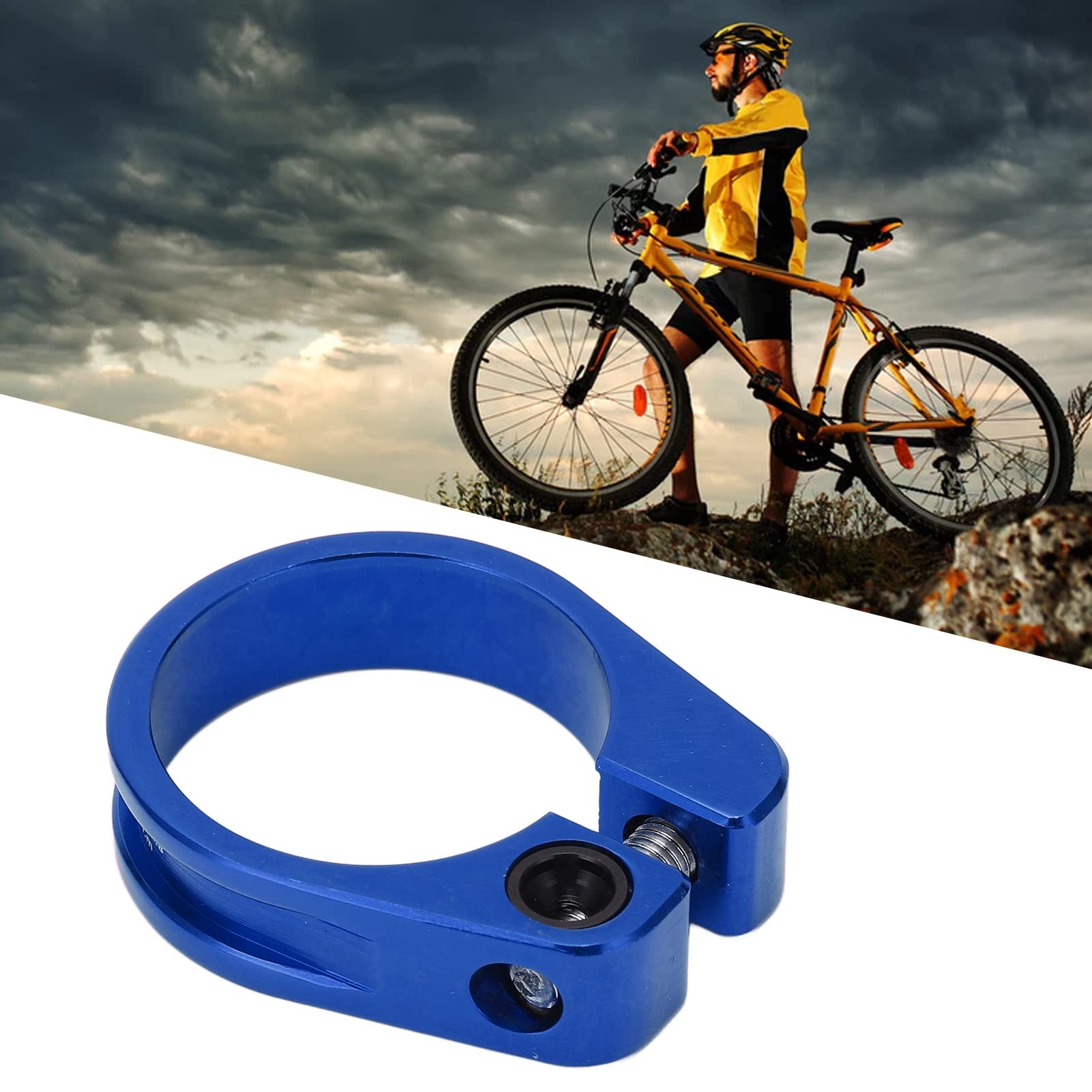 Aluminum Alloy Bike Seat Post Clamp 31.8mm Quick Release - Mountain & Road Bike Seatpost Collar - Durable Lightweight Cycling Accessory (Blue) | Perfect for Commuting, Racing & Trail Riding