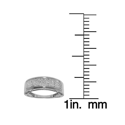 TGDJ .925 Sterling Silver 0.3 Ct Round Cut Diamond Ring for Men - High Polish Lustrous Wedding Band, Simple & Comfortable Design - Perfect for Engagement, Anniversary and Everyday Wear