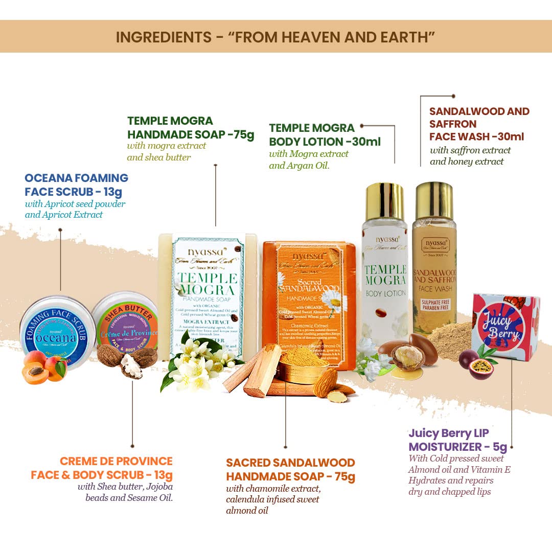 NYASSA Premium Bath and Body Care Gift Set for Women & Men - 7-Piece Luxury Spa Kit with Natural Ingredients in Elegant Wooden Box - Perfect for Anniversary, Birthday, Valentine's Day & Self-Care Moments
