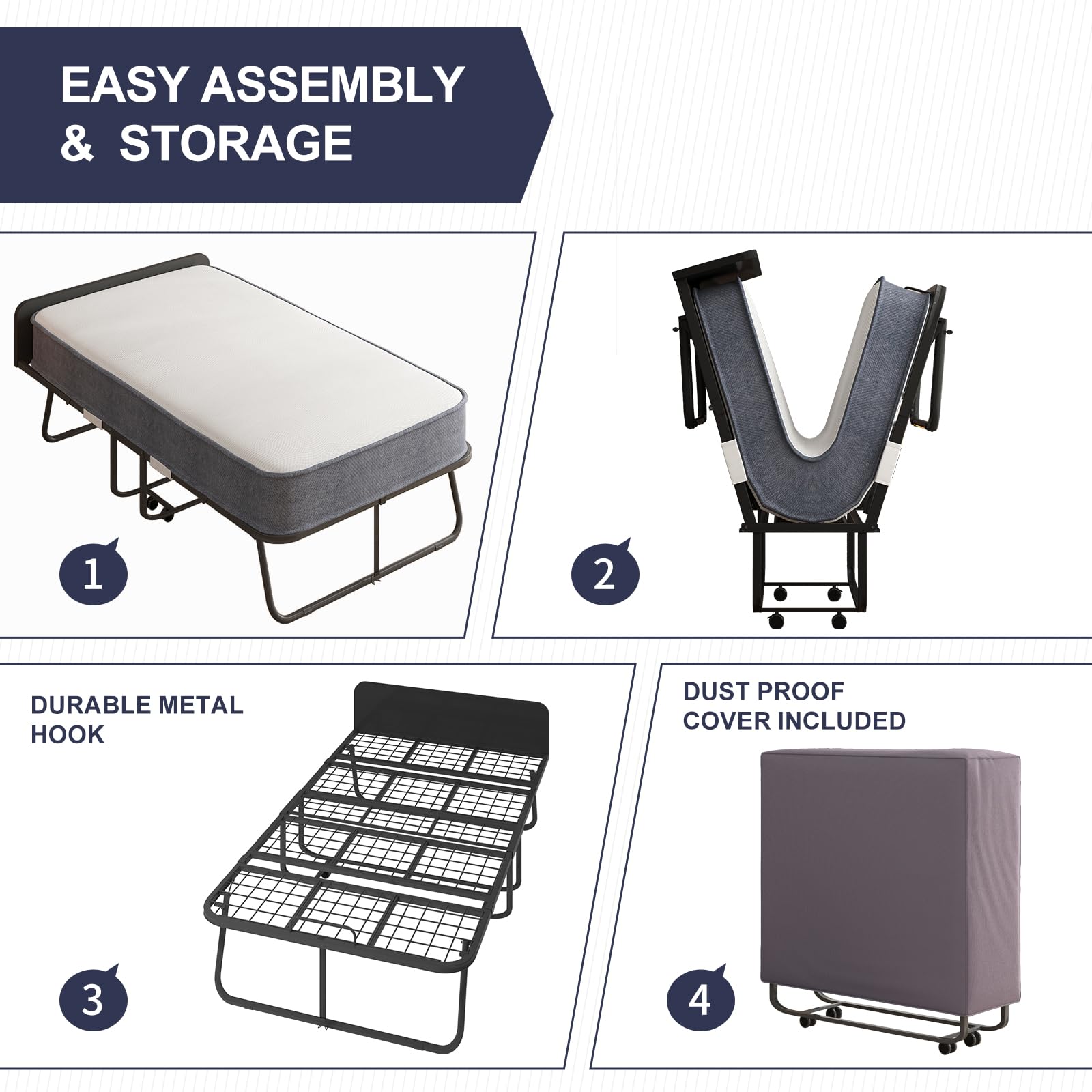 Upgraded Folding Bed for Adults - Full Size 75