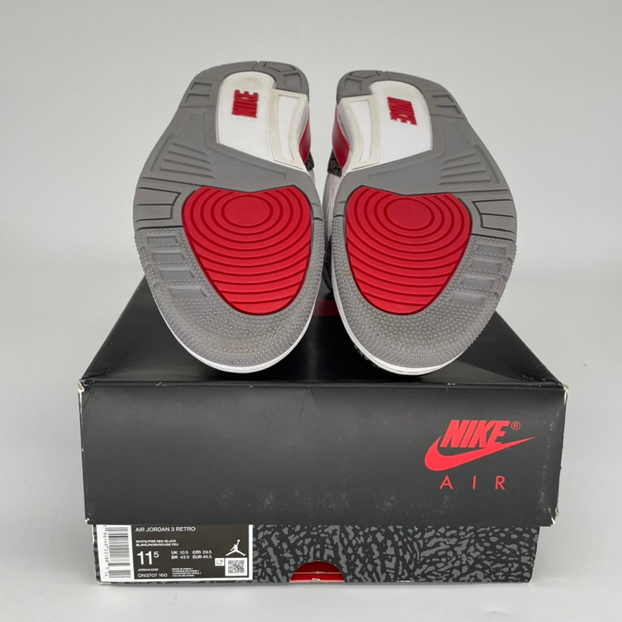Air Jordan 3 Retro 'Fire Red' Men's Basketball Shoes Size 11.5 DN3707-160 - Perfect for Streetwear & Sneaker Collectors