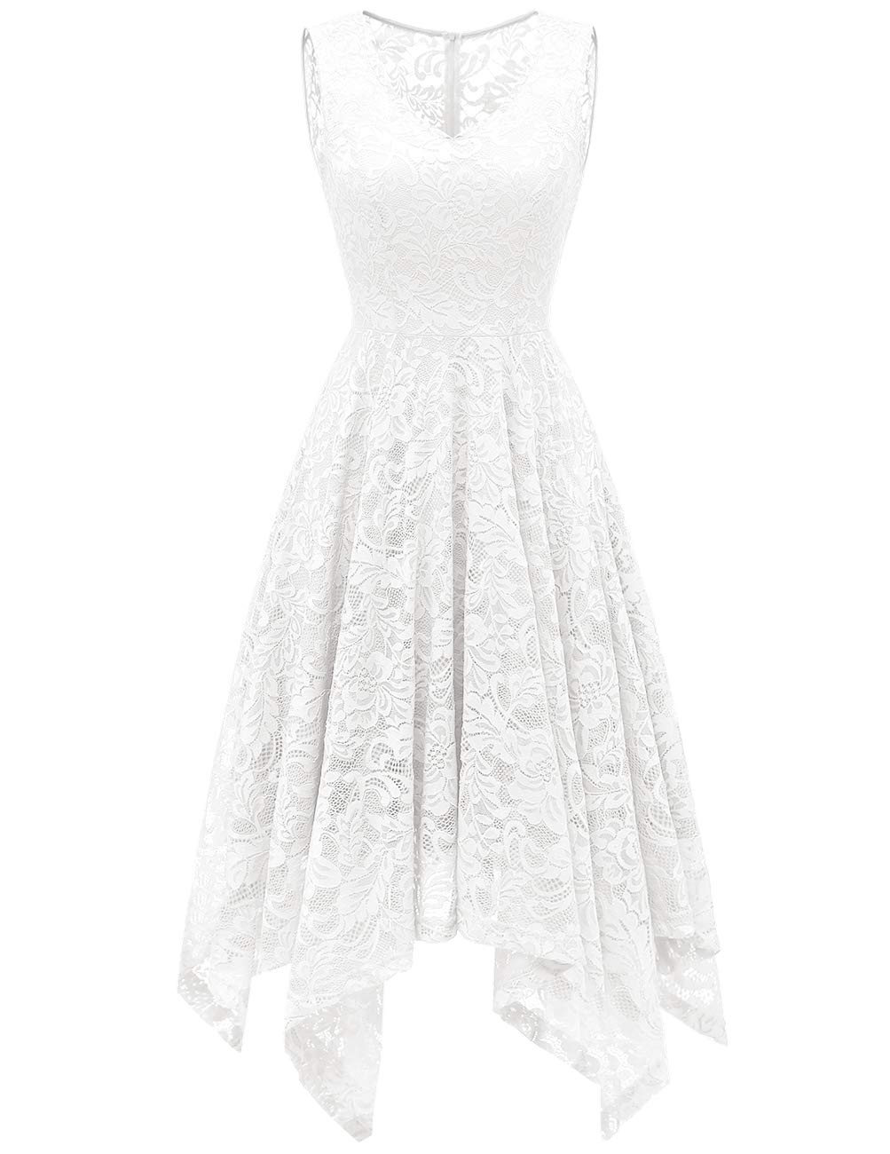 Meetjen Women's Elegant Cocktail Party Dress 2025 - Handkerchief Hem Lace Formal Gown for Wedding Guest, Bridesmaid & Prom | Perfect for Evening Galas, Cocktail Receptions & Special Occasions
