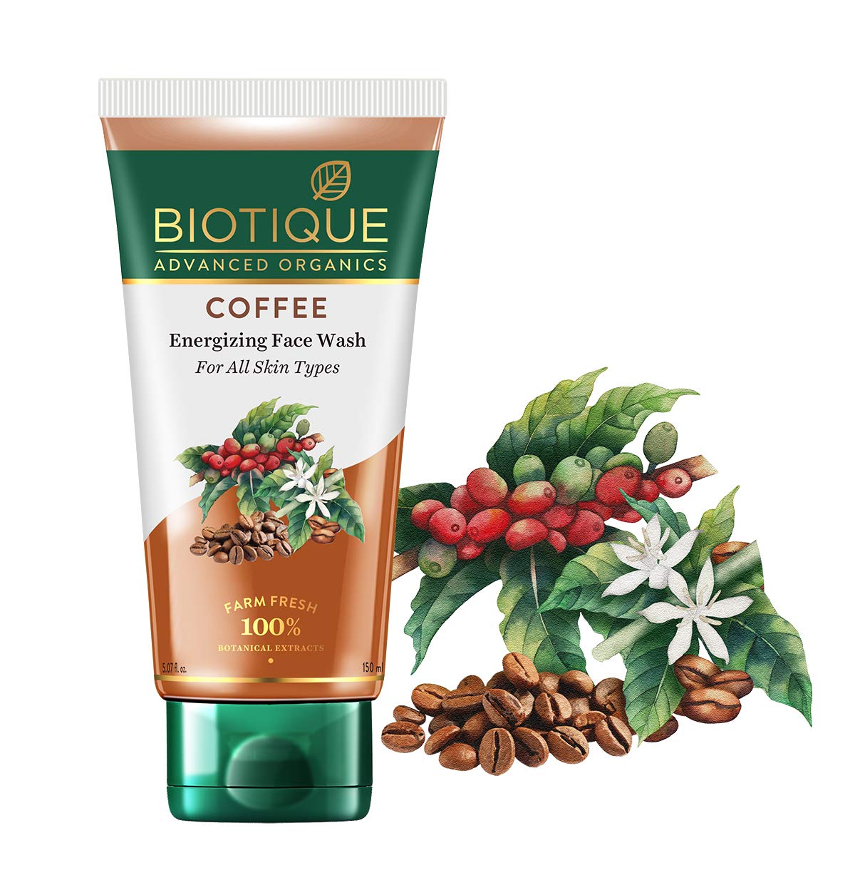 Biotique Coffee Energizing Face Wash 150ml - Purifying Facial Cleanser for Glowing Skin, Unclogs Pores & Refreshes | Daily Skincare Routine for Men & Women    Biotique Coffee Energizing Face Scrub 50g - Deep Exfoliating Scrub for Blackhead & Whitehead Removal, Brightens Dull Skin | Perfect for Weekly Detox & Smooth Complexion