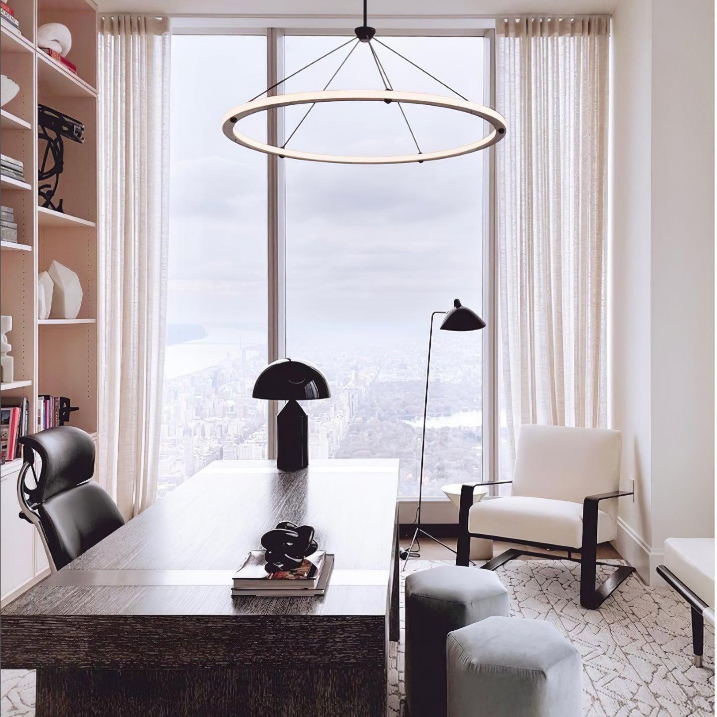 Modern Cascading Ring Circle Pendant Light - Adjustable Multi-Layer Chandelier for Dining Room, Bedroom, or Living Room Decor