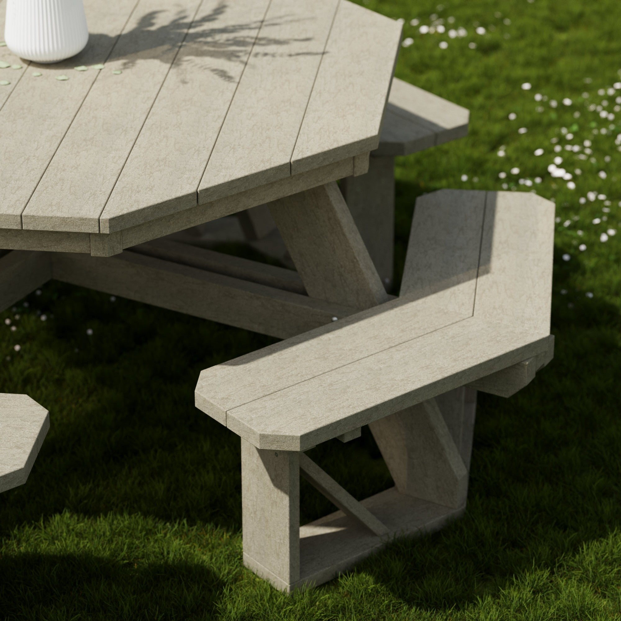 Heritage Octagon Picnic Table - 8-Person Outdoor Dining Set for Backyard, Patio, Garden, Park & Camping - Durable All-Weather Wooden Picnic Bench