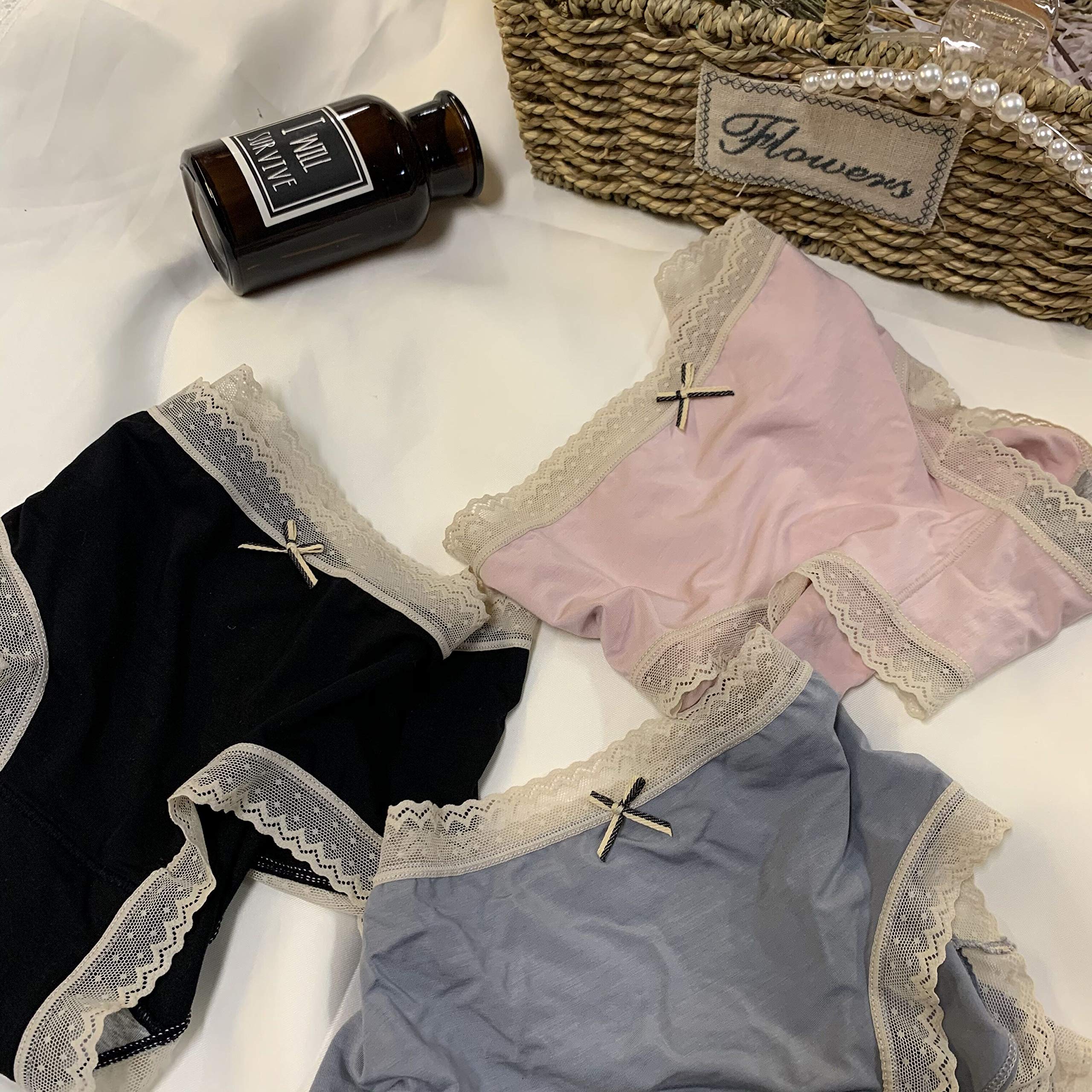 Organic Cotton Women's Panties with Lace Trim - Ultra Soft, Breathable & Comfortable Modal Underwear - Perfect for Everyday Wear, Yoga & Sleep