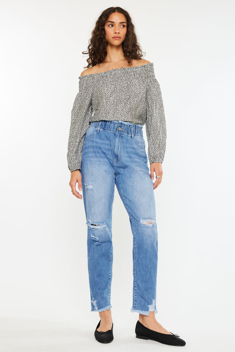 Angel Ultra High Rise Paperbag Mom Jeans - Vintage Retro Women's Denim Pants for Casual & Streetwear Fashion | Perfect for Everyday Wear, Date Night & Office Outfits