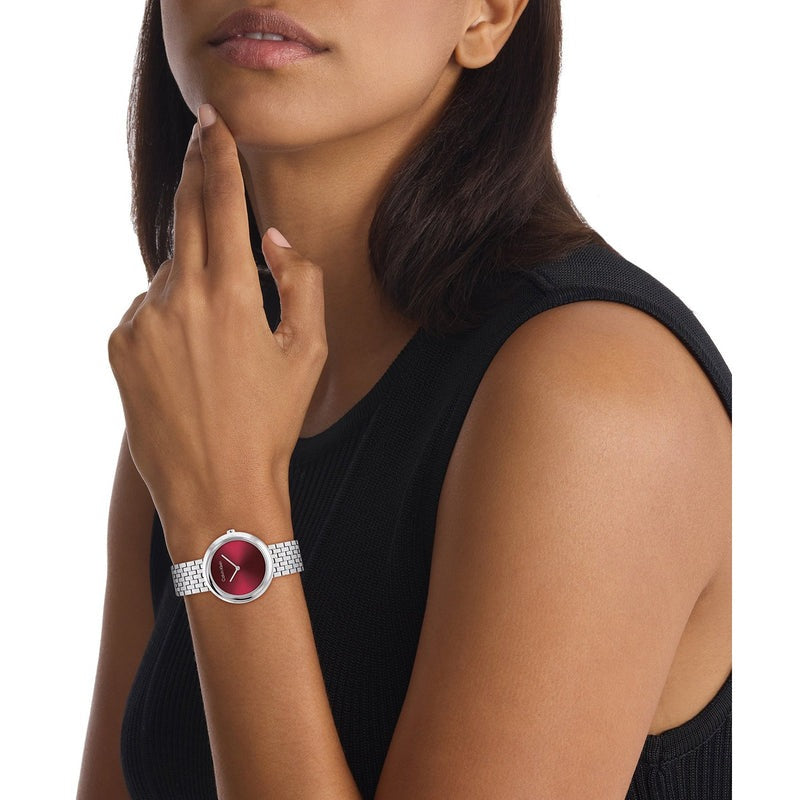 Calvin Klein Twisted Bezel Red Dial Watch 25100064 - Stylish Unisex Timepiece for Casual & Formal Occasions