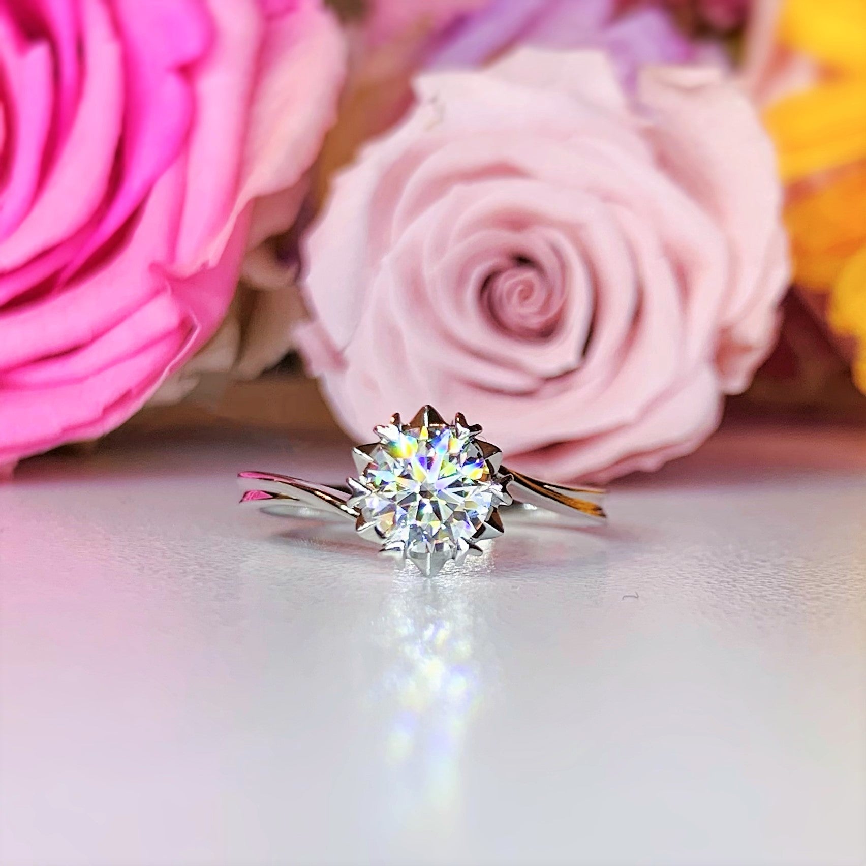 0.7CT Floral Snowflake Solitaire Engagement Ring - 14K White Gold Diamond Wedding Band for Women - Perfect for Proposals, Anniversaries & Romantic Occasions