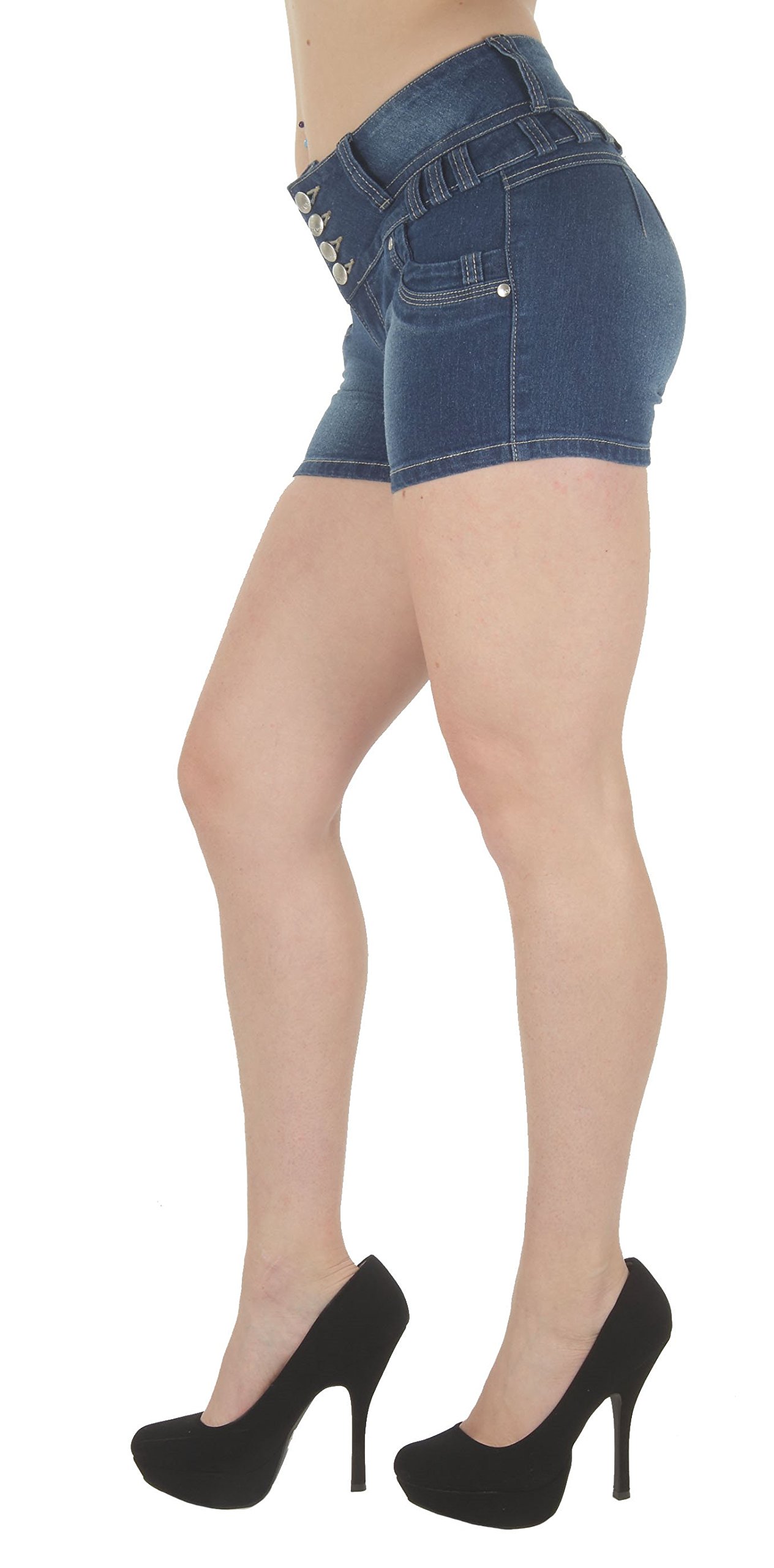 Fashion2Love Plus Size Butt Lifting High Waist Denim Shorts - Women's Booty Enhancing Jeans Shorts for Casual Wear & Summer Outfits