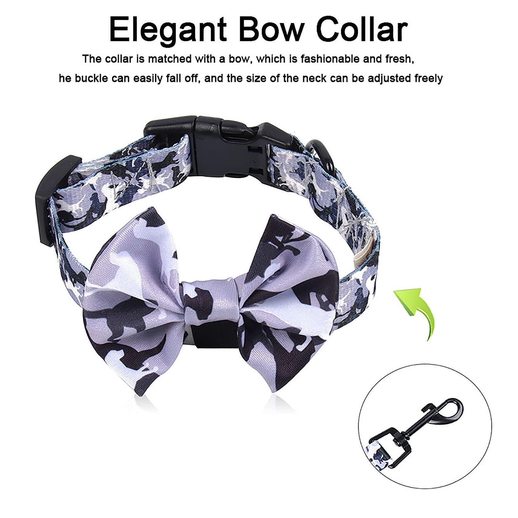 No Pull Dog Harness Set - Reflective Adjustable Soft Padded Vest with 5FT Leash & Poop Bag (Camo Purple) - Perfect for Walking, Running & Outdoor Adventures