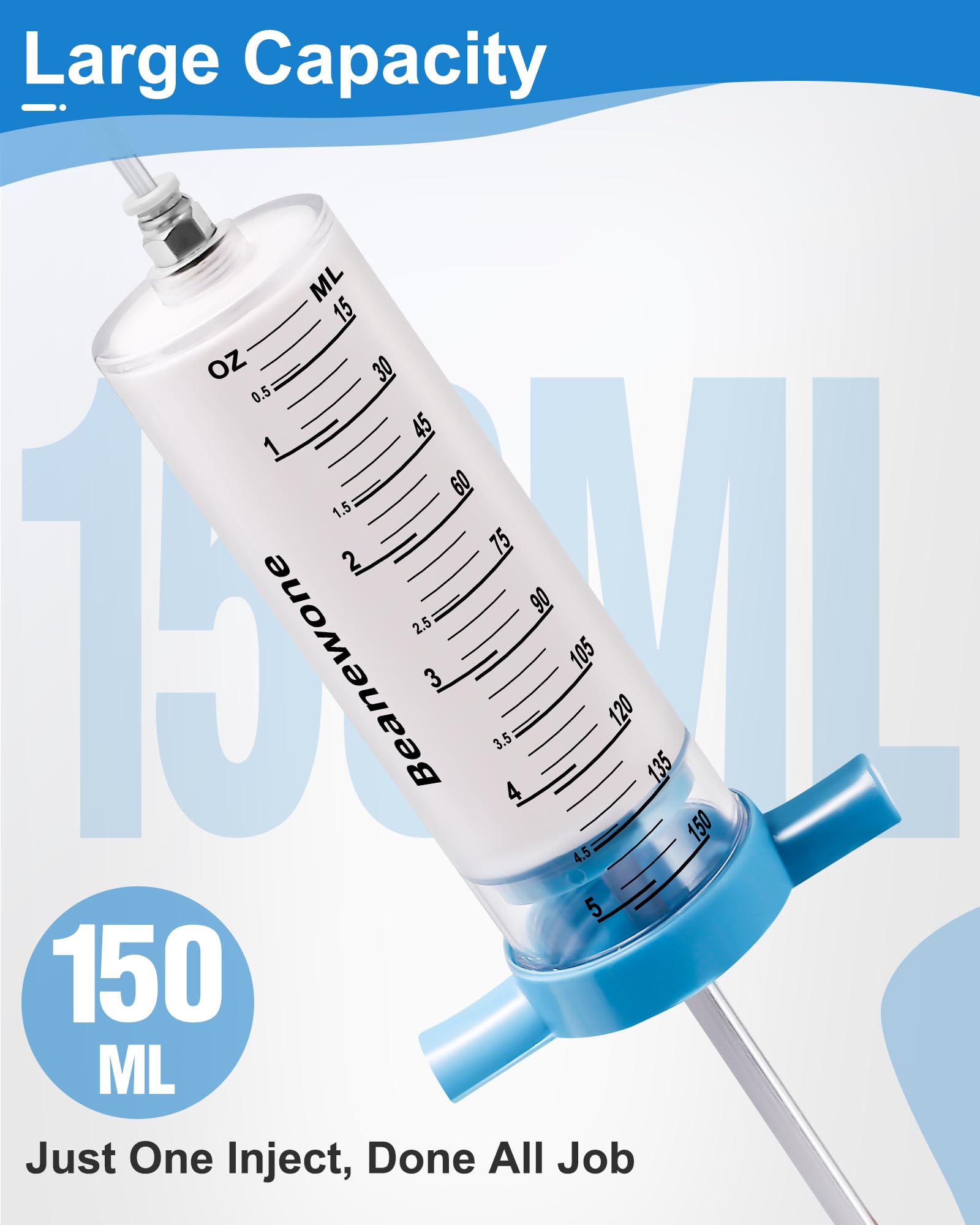 Premium Tubeless Tire Sealant Injector - 150ml Polycarbonate with Brass Push-to-Connect Valve - Perfect for Mountain Bikes, Road Bikes & Off-Road Vehicles - Quick & Easy Flat Tire Repair