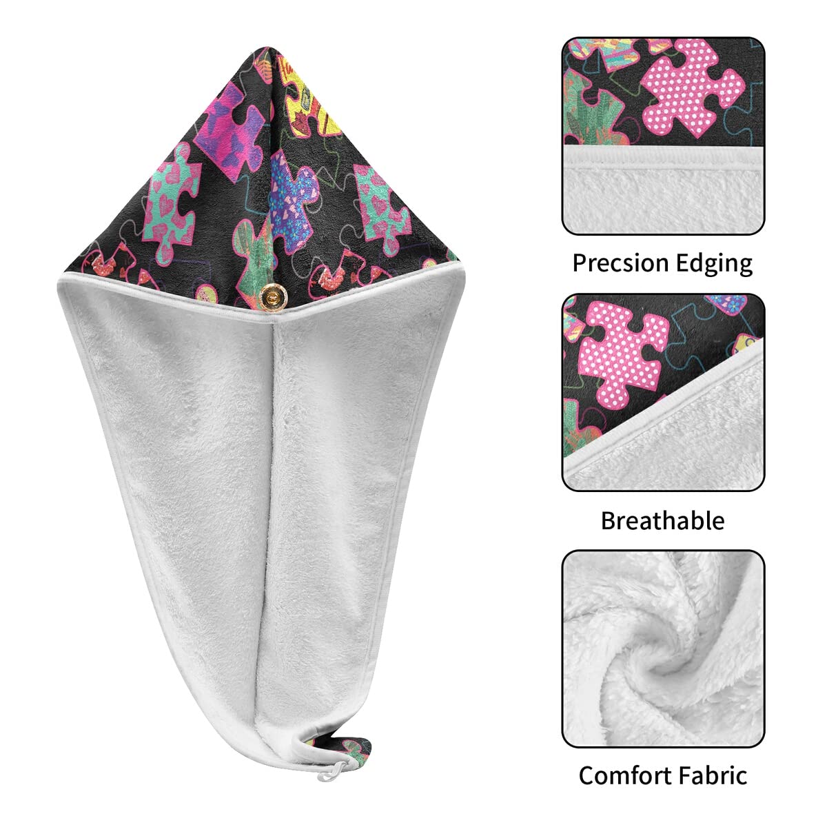 DOMIKING 2 Pack Microfiber Hair Towel Wrap - Quick Dry Hair Turban for Women & Men, Anti-Frizz Hair Dryer Cap for Dyed, Curly & Long Hair - Perfect for Shower, Salon & Travel Use