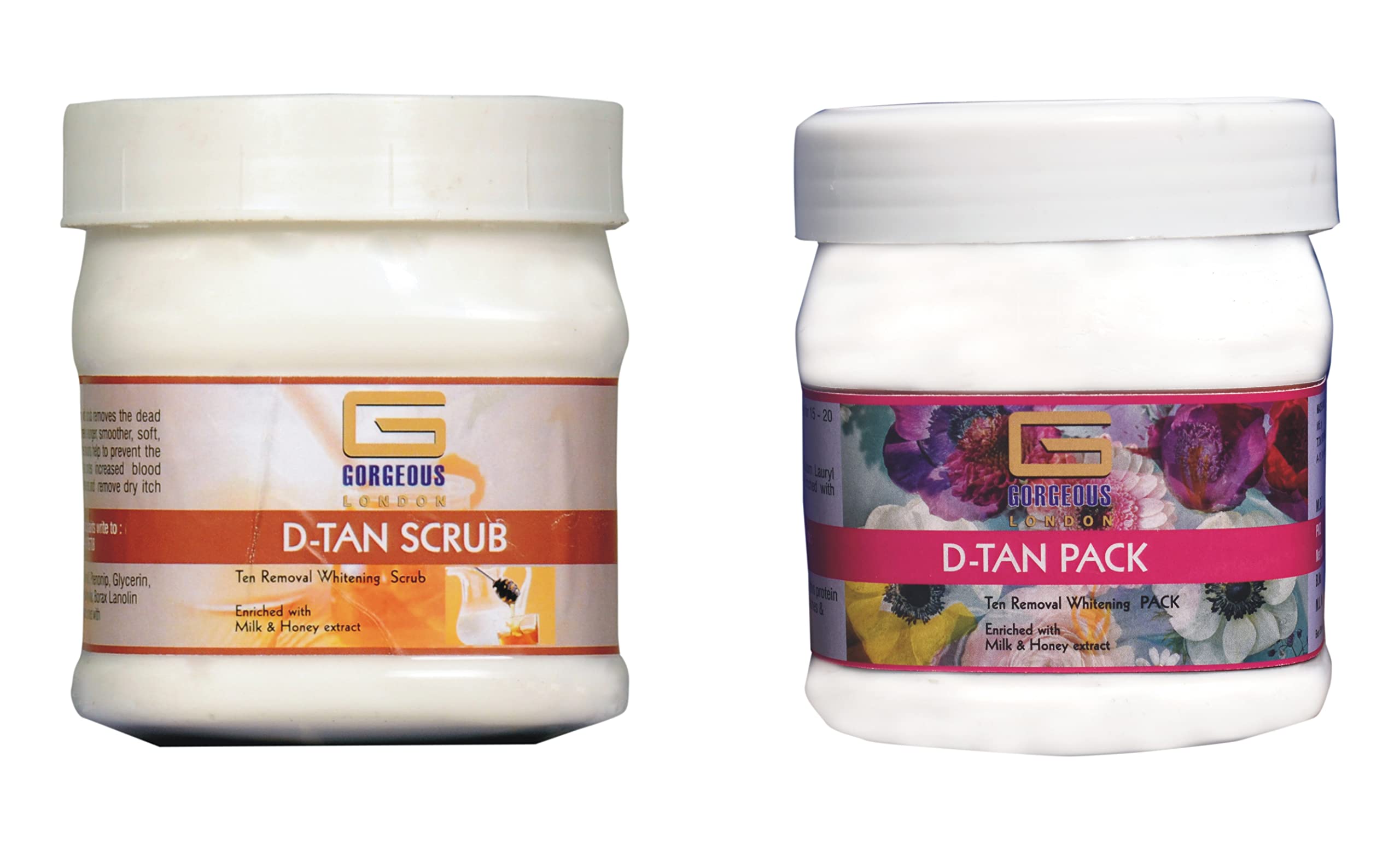 London D-Tan Scrub & Pack Combo Set - 2 x 450ml for Glowing Skin | Exfoliating & Brightening Face & Body Treatment | Perfect for Spa Day & Skincare Routine