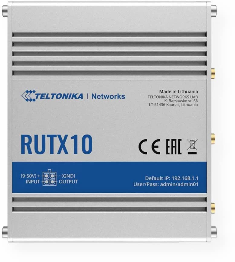 Teltonika RUTX10000200 Professional Industrial Ethernet Router with 4 Ports, US Power Supply | Remote Monitoring & Management | Ideal for IoT, Smart Home, and Business Networking Solutions