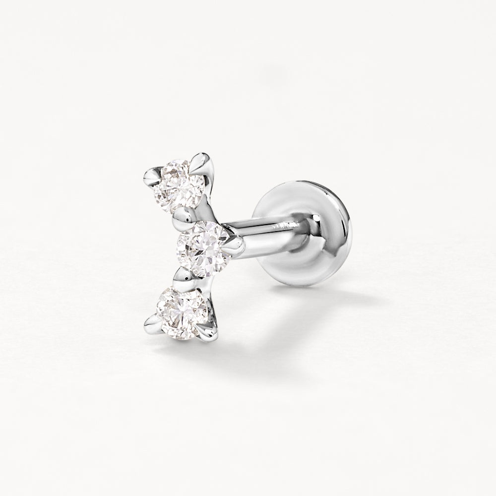 Lab-Grown Diamond Trio Bar Helix Single Stud Earrings in Sterling Silver - Perfect for Everyday Wear, Gifts & Special Occasions