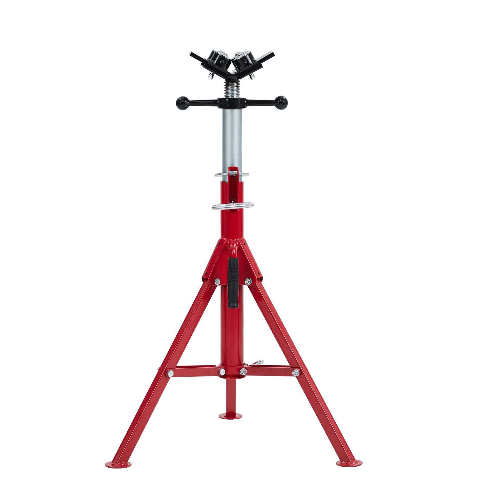 Heavy Duty PioneerWorks Pipe Jack Stand - Adjustable Height 28-52 Inches, 2500 lbs Capacity, V-Head Support for 1/8-12 Inch Pipes, Portable Folding Legs - Ideal for Automotive Repair, Construction, and Welding Projects