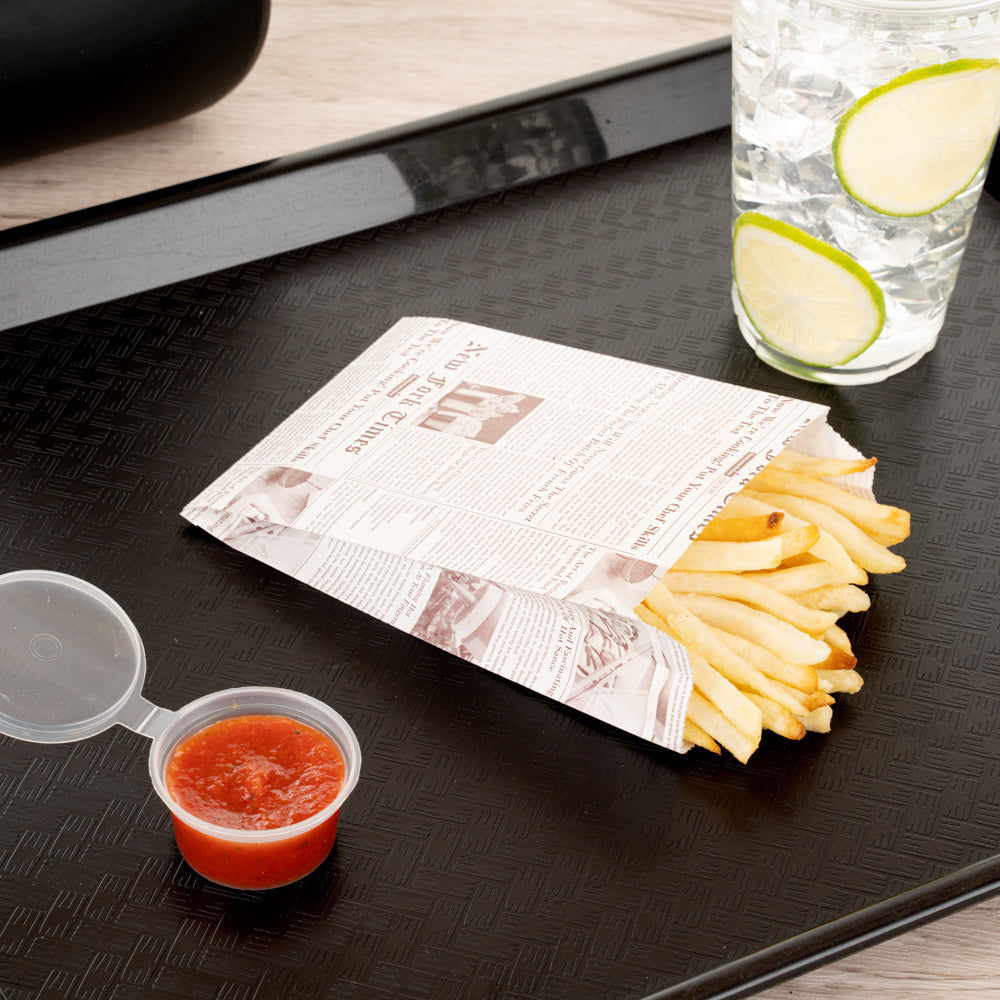 Eco-Friendly Sepia Newsprint French Fry & Snack Bags - 4.25