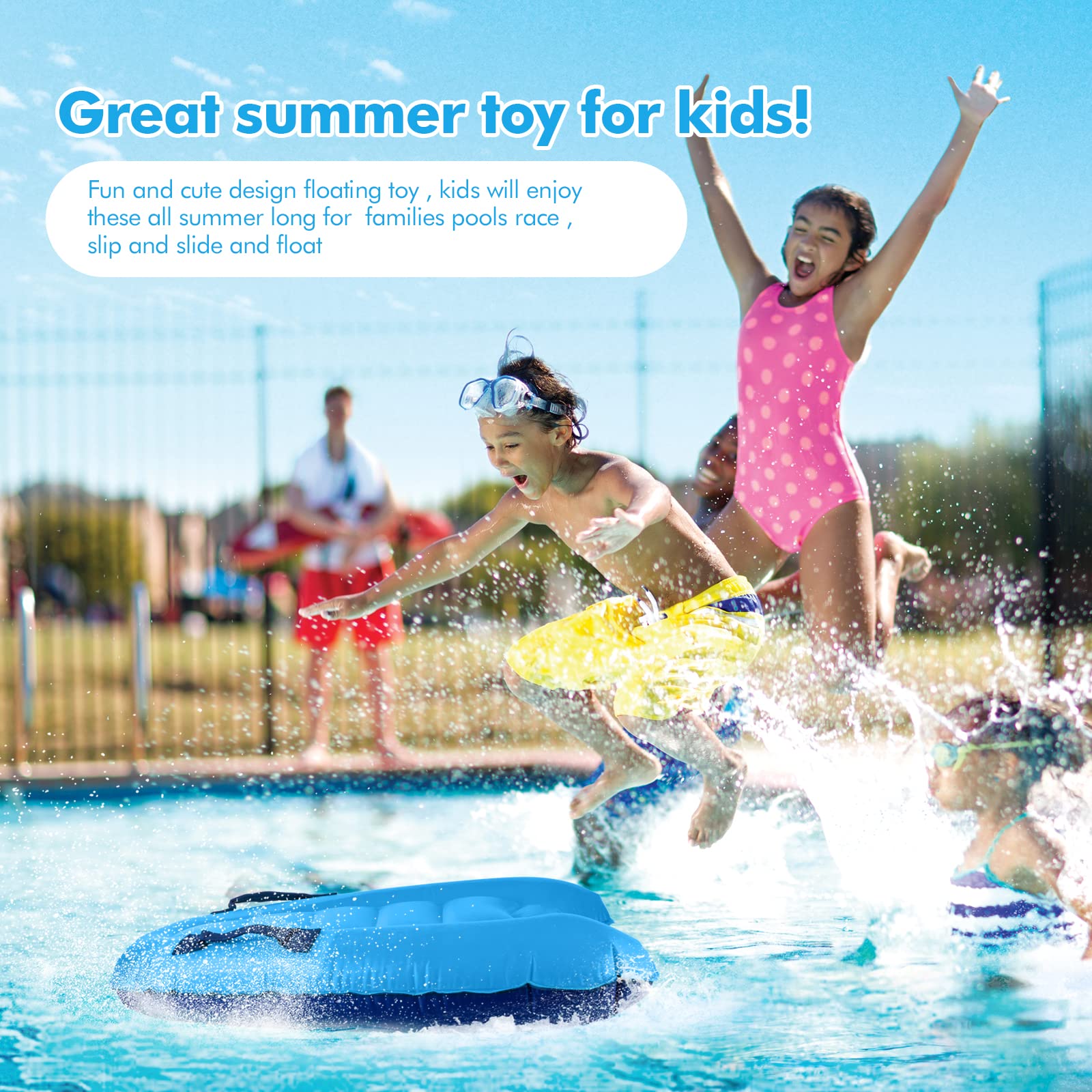 Inflatable Boogie Board for Kids & Adults - Lightweight Kickboard for Swimming, Sliding & Floating - Perfect for Pool, Beach & Water Park Fun - Summer Water Toy with Handles for Safe Play