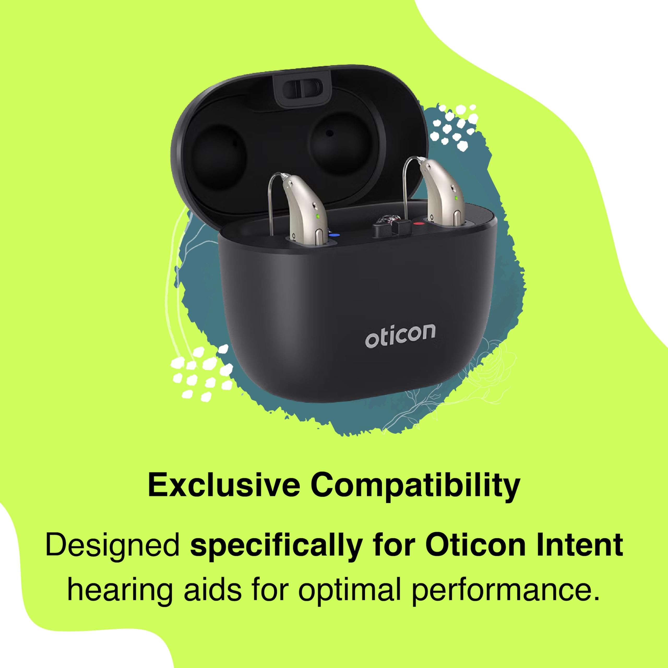 Oticon Intent Smart Charger MiniRITE - Fast Magnetic Charging Dock for Oticon Intent Hearing Aids with LED Power Indicator | Portable Charging Station for Travel, Home & Office Use