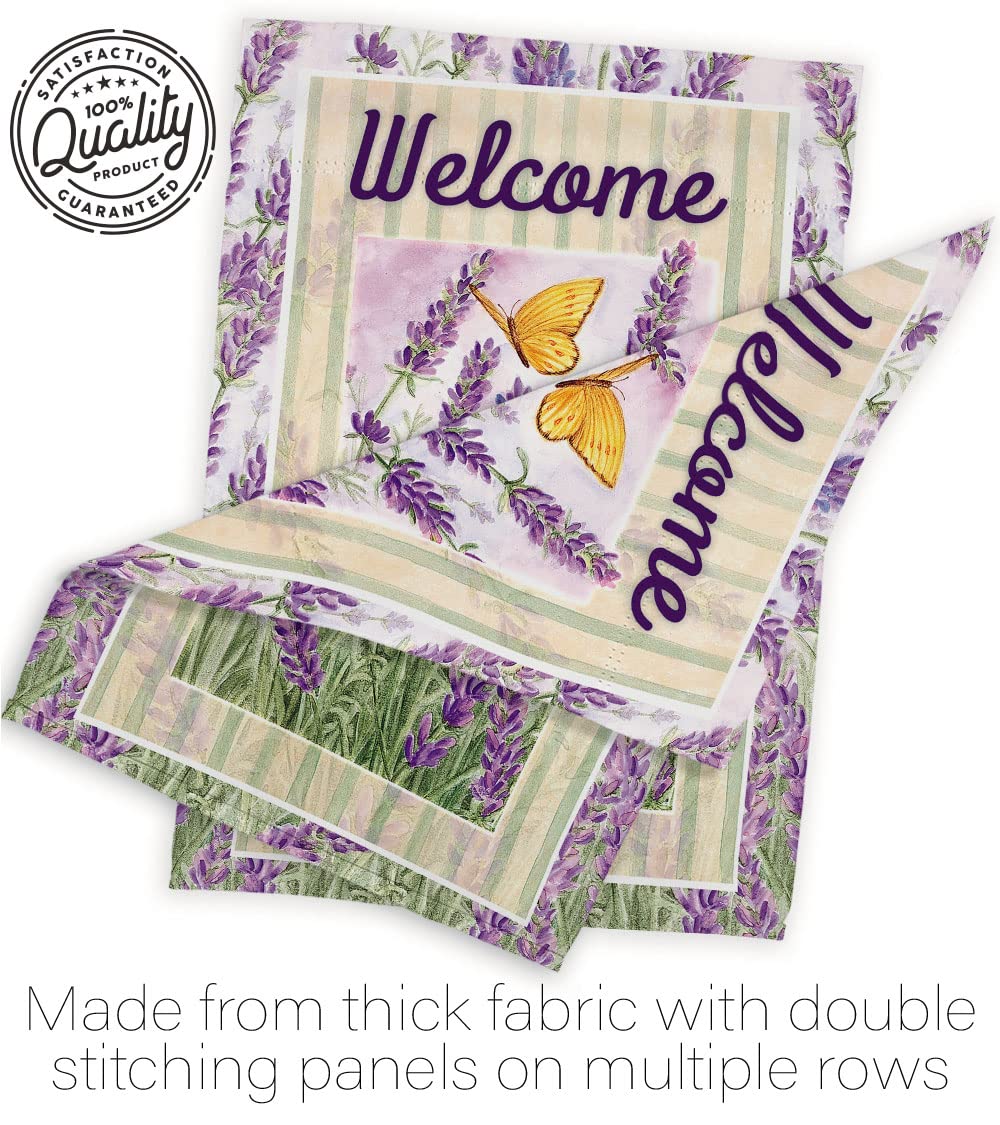 Lavender Floral House Flag Set 28x40 with Pole for Spring Decor
